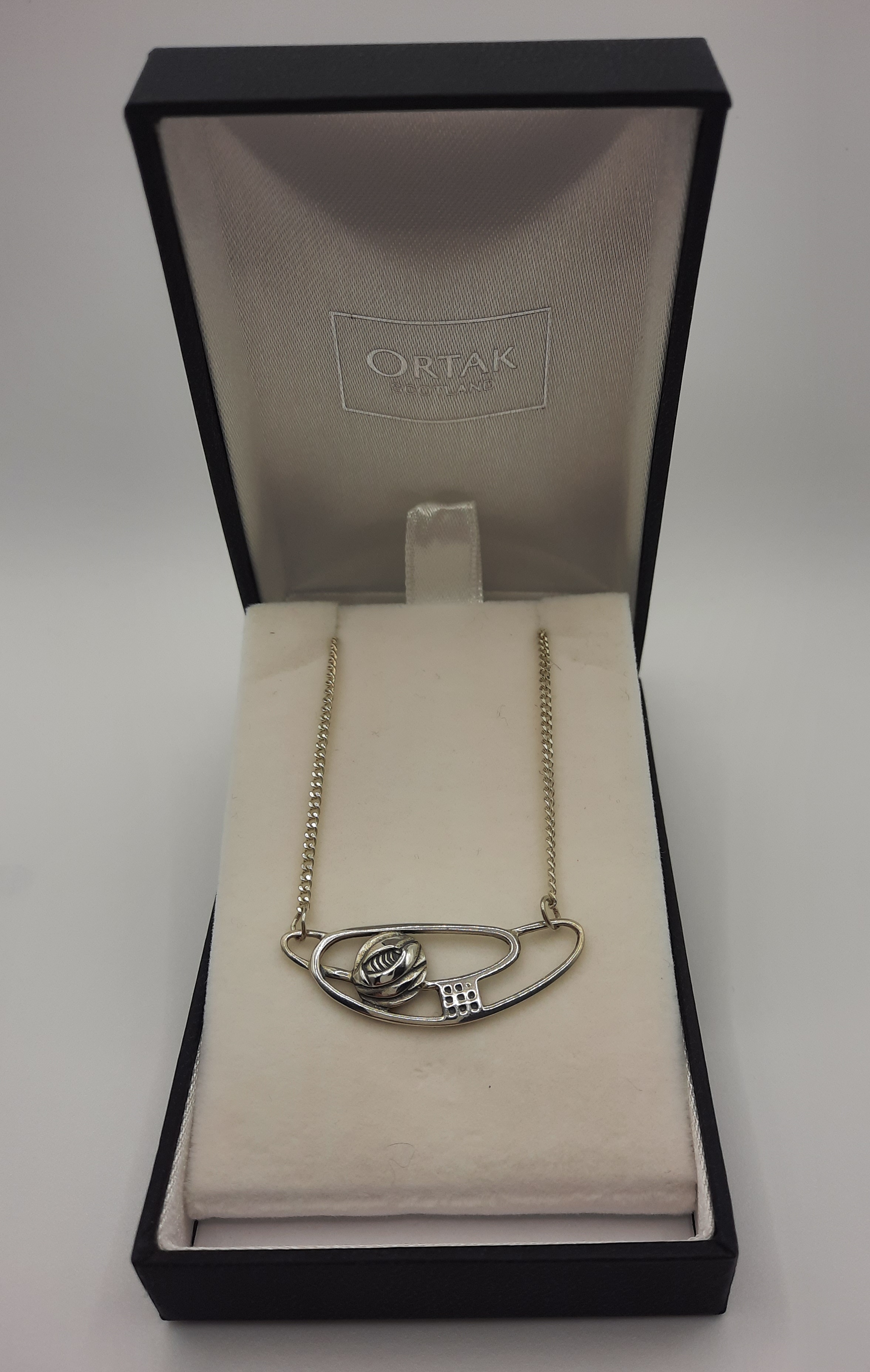 Ortak Sterling Silver Necklace in Rennie Mackintosh Design in Original Box