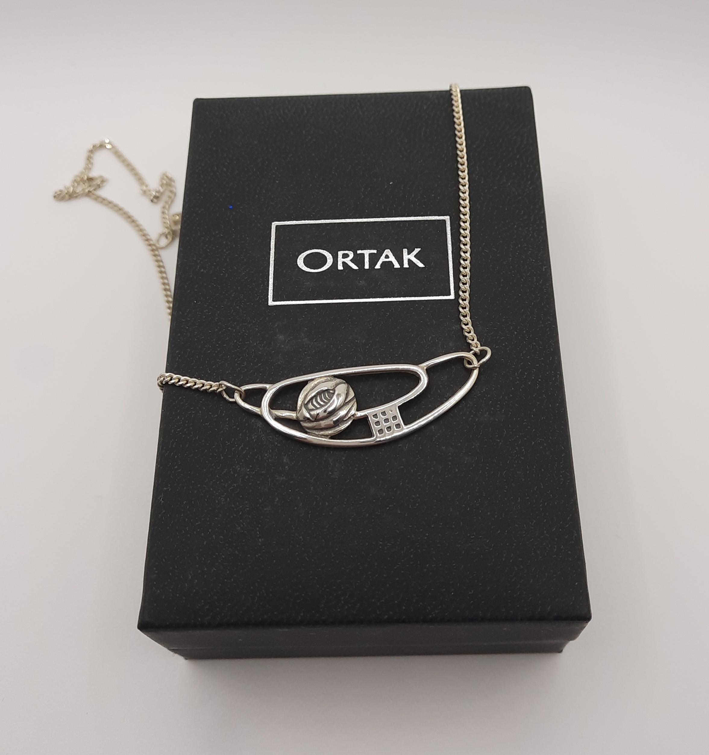 Ortak Sterling Silver Necklace in Rennie Mackintosh Design in Original Box