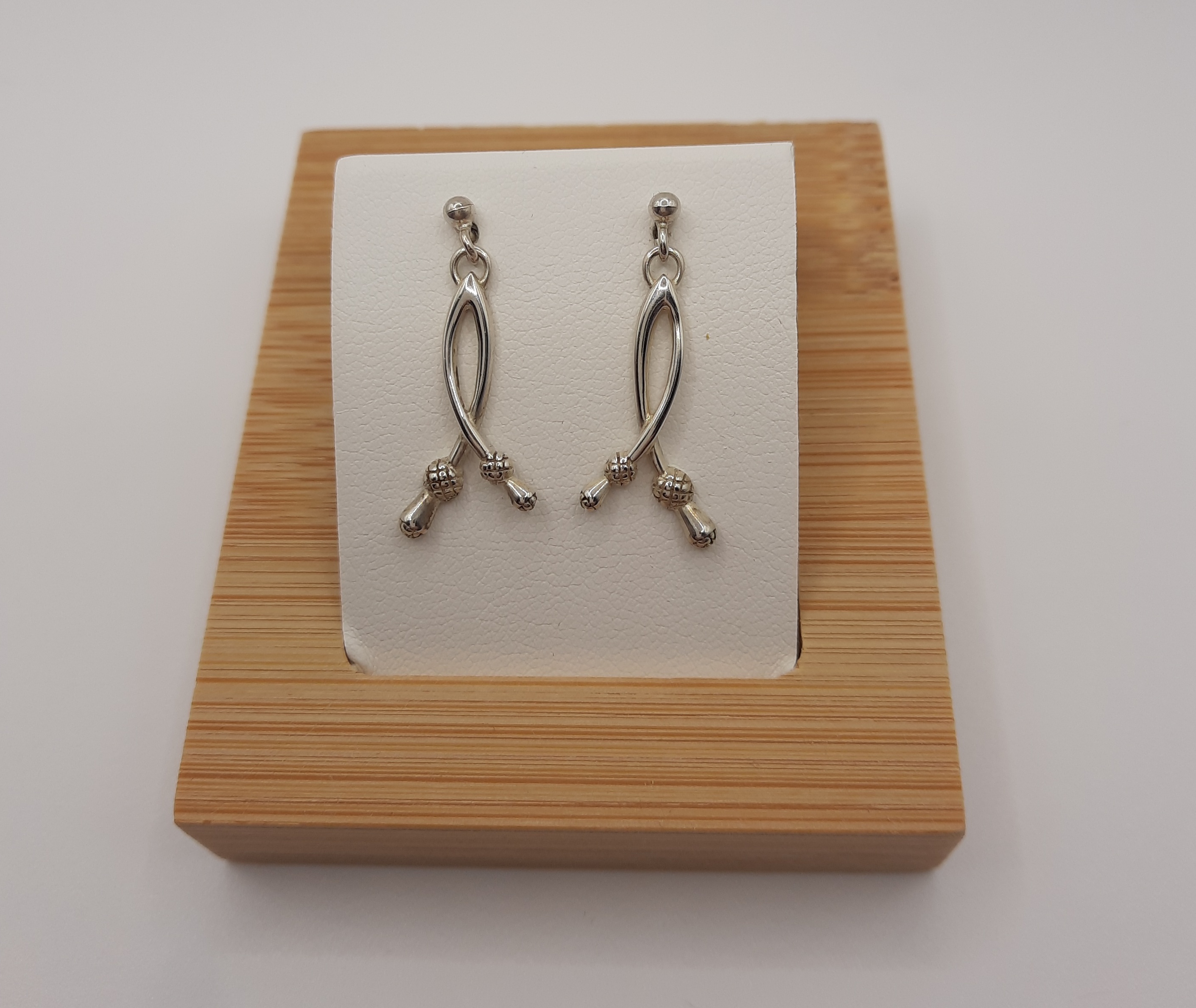 ORTAK Sterling Silver Double Thistle Drop Earrings