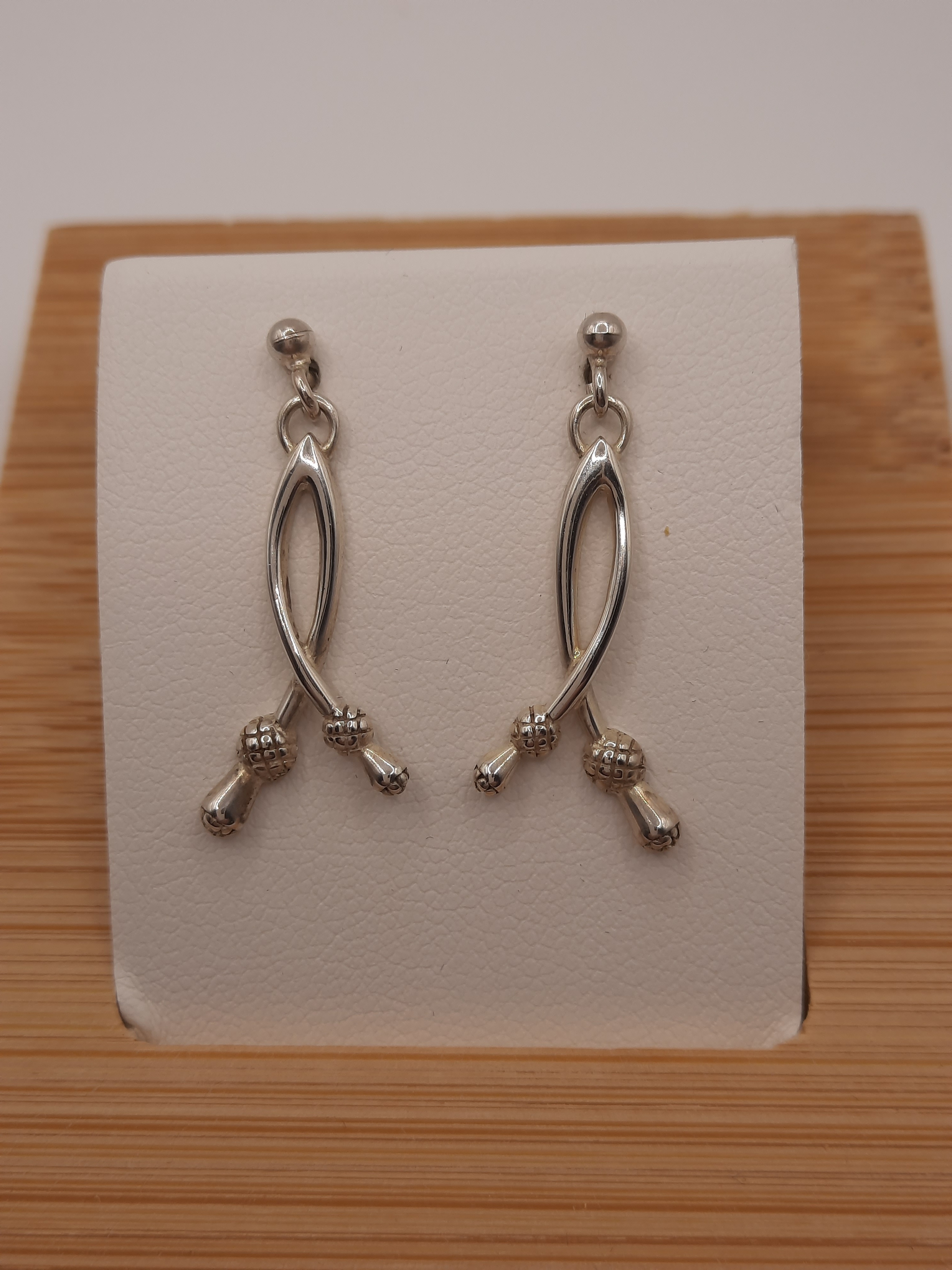 ORTAK Sterling Silver Double Thistle Drop Earrings
