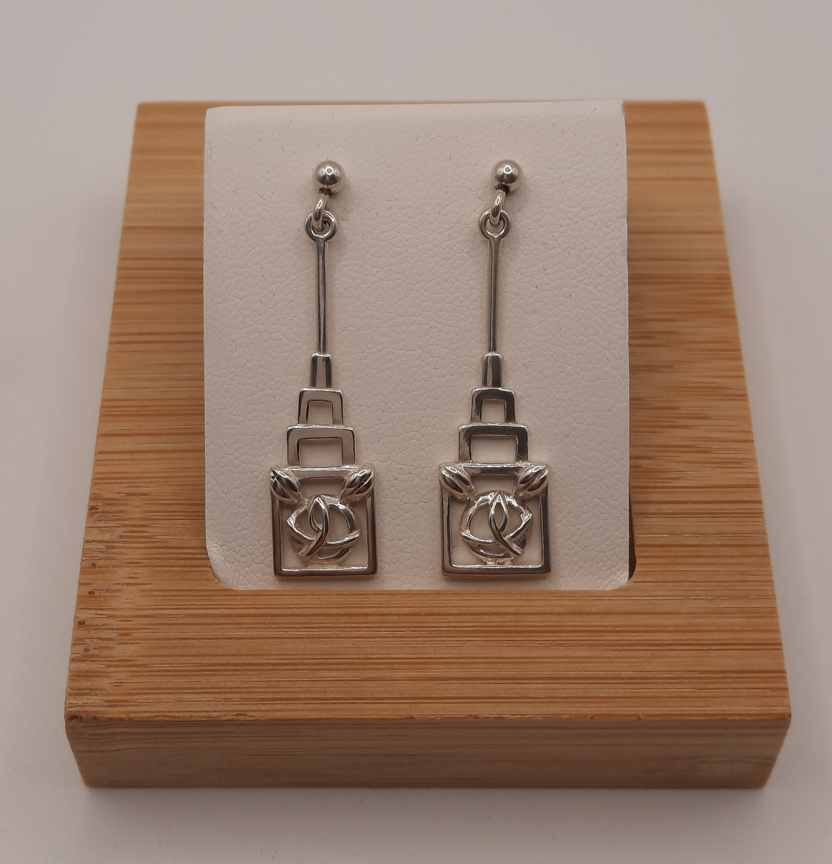 Sterling Silver Rennie Mackintosh Deco Style Earrings by Carrick