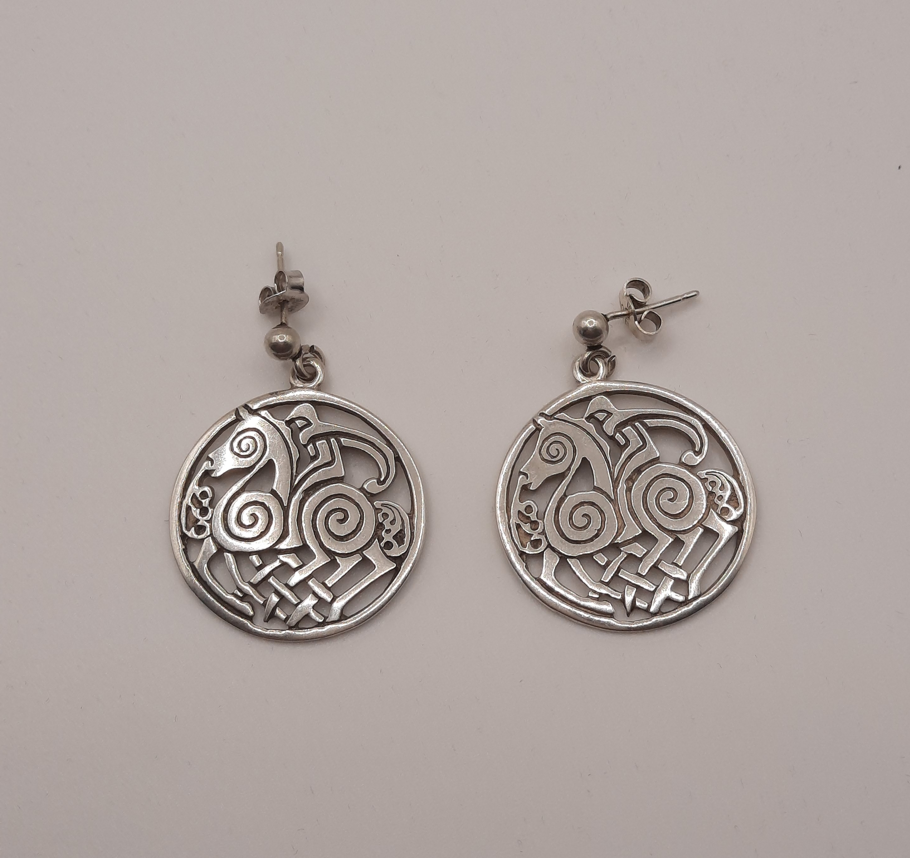 Shetland Silver Large Sleipnir Drop Earrings