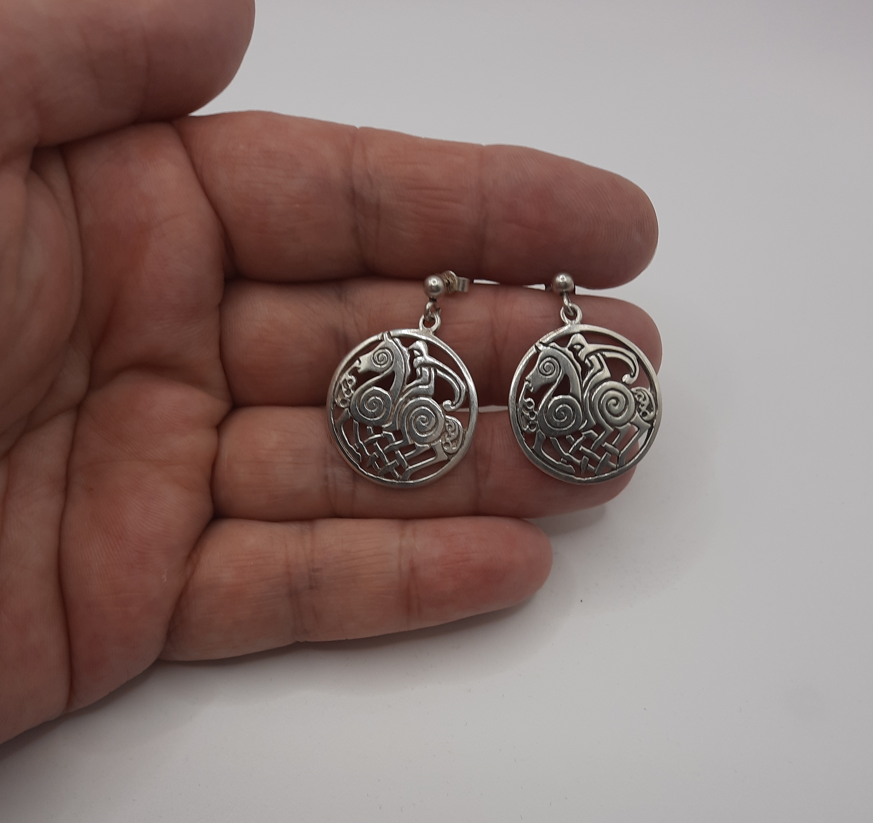Shetland Silver Large Sleipnir Drop Earrings