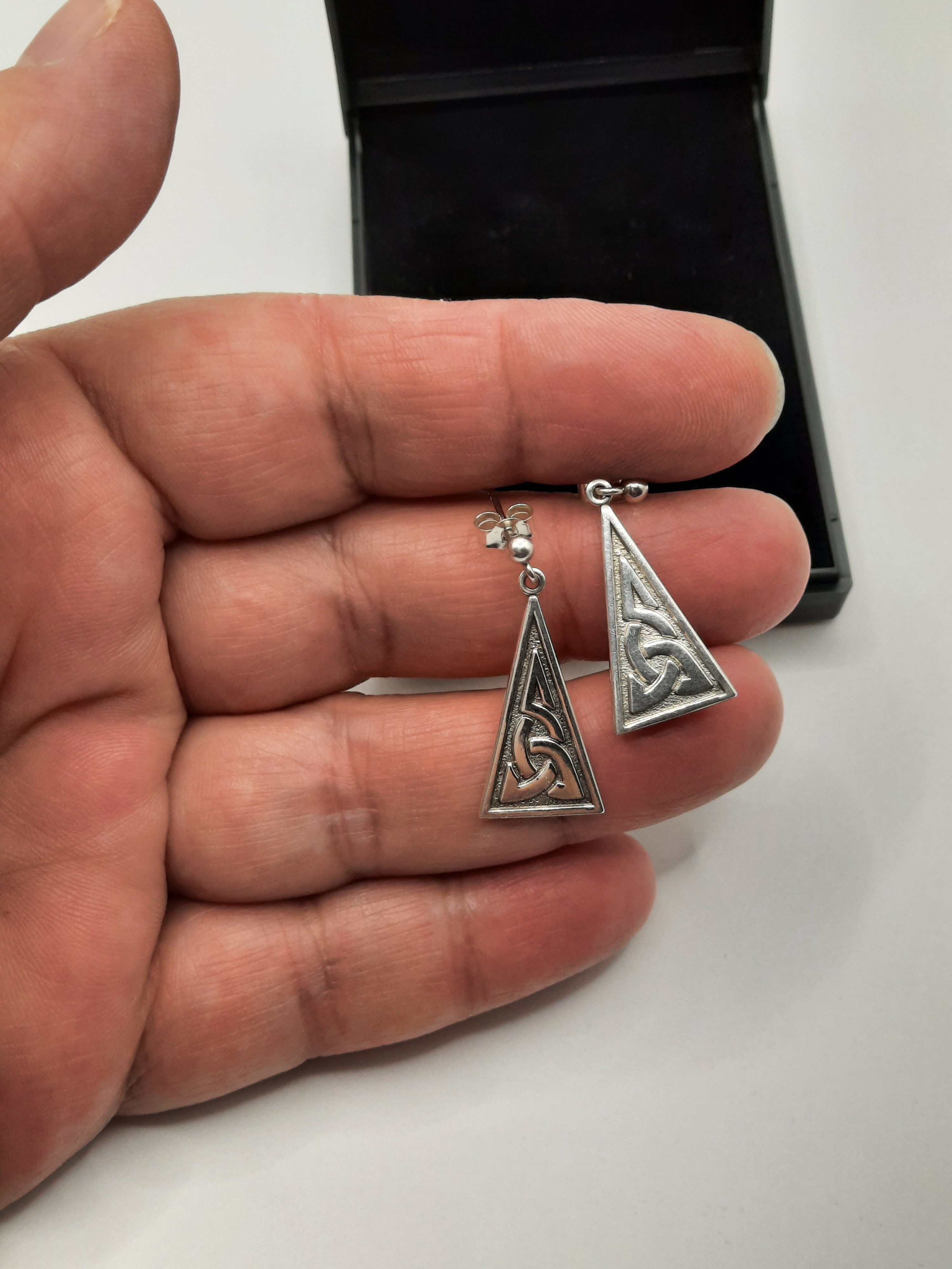 Sterling Silver Celtic Knot Drop Earrings by Declan Killen