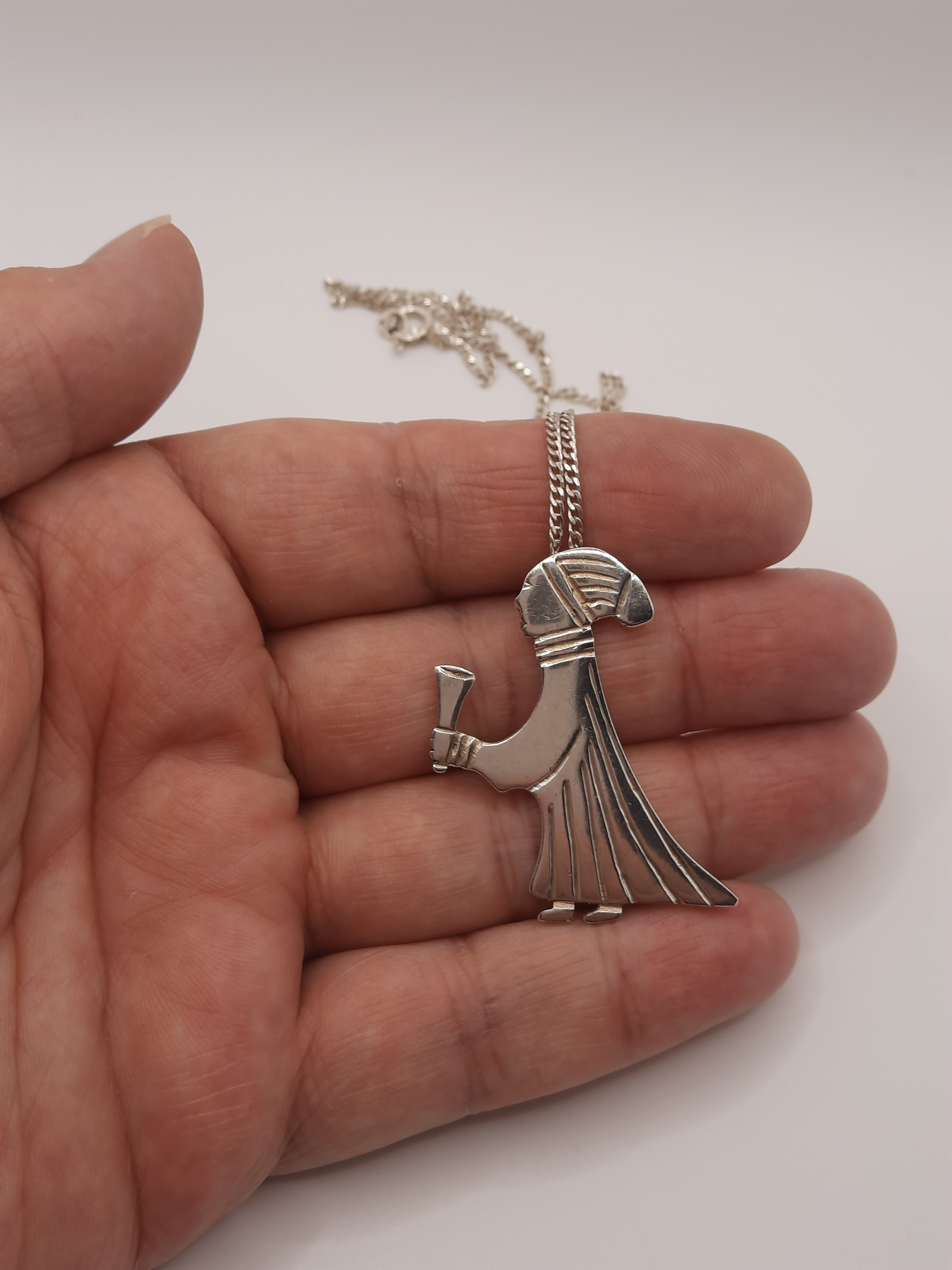 Hjaltasteyn Sterling Silver Valkyrie Pendant and Chain - Hallmarked