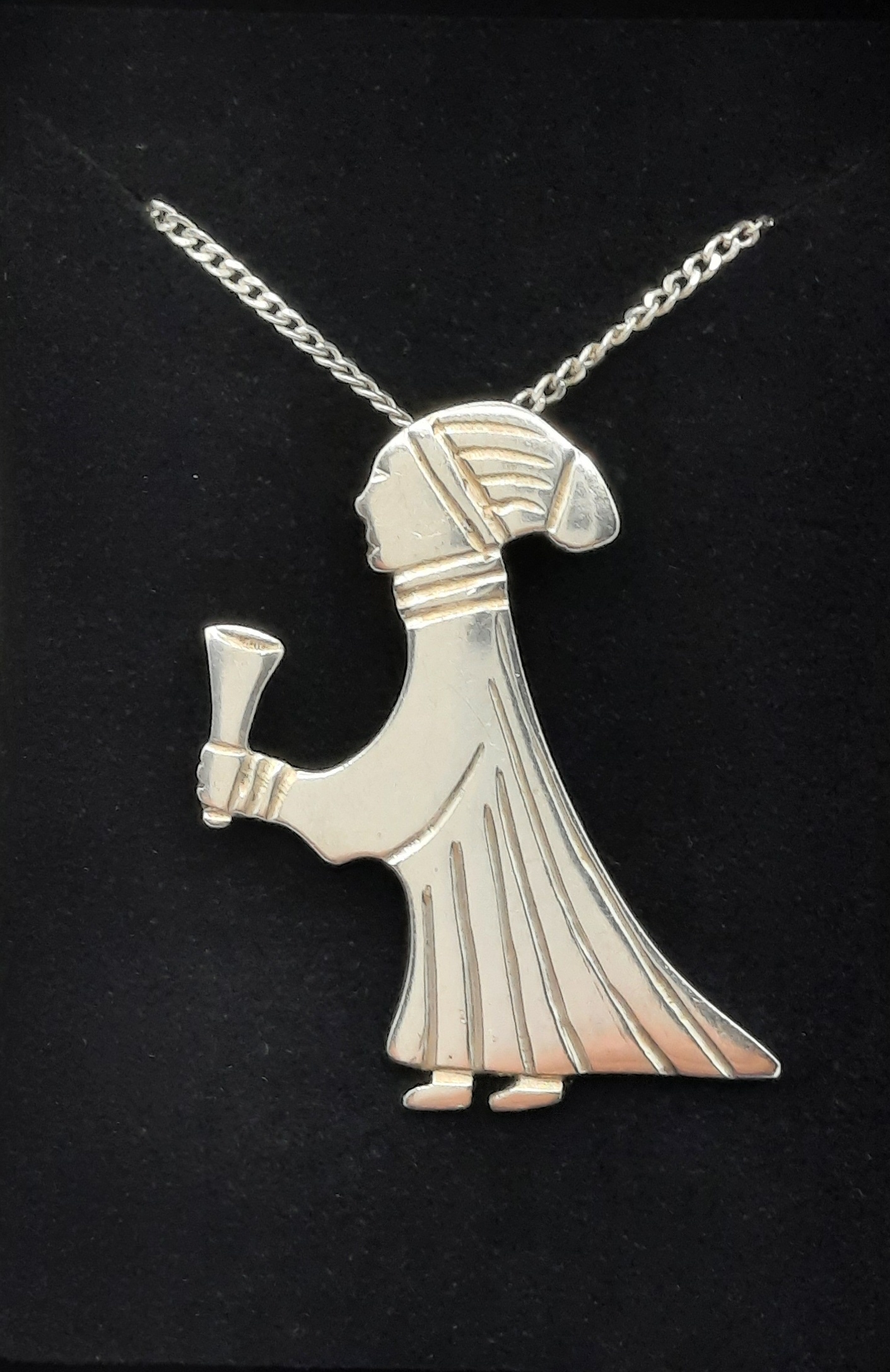 Hjaltasteyn Sterling Silver Valkyrie Pendant and Chain - Hallmarked