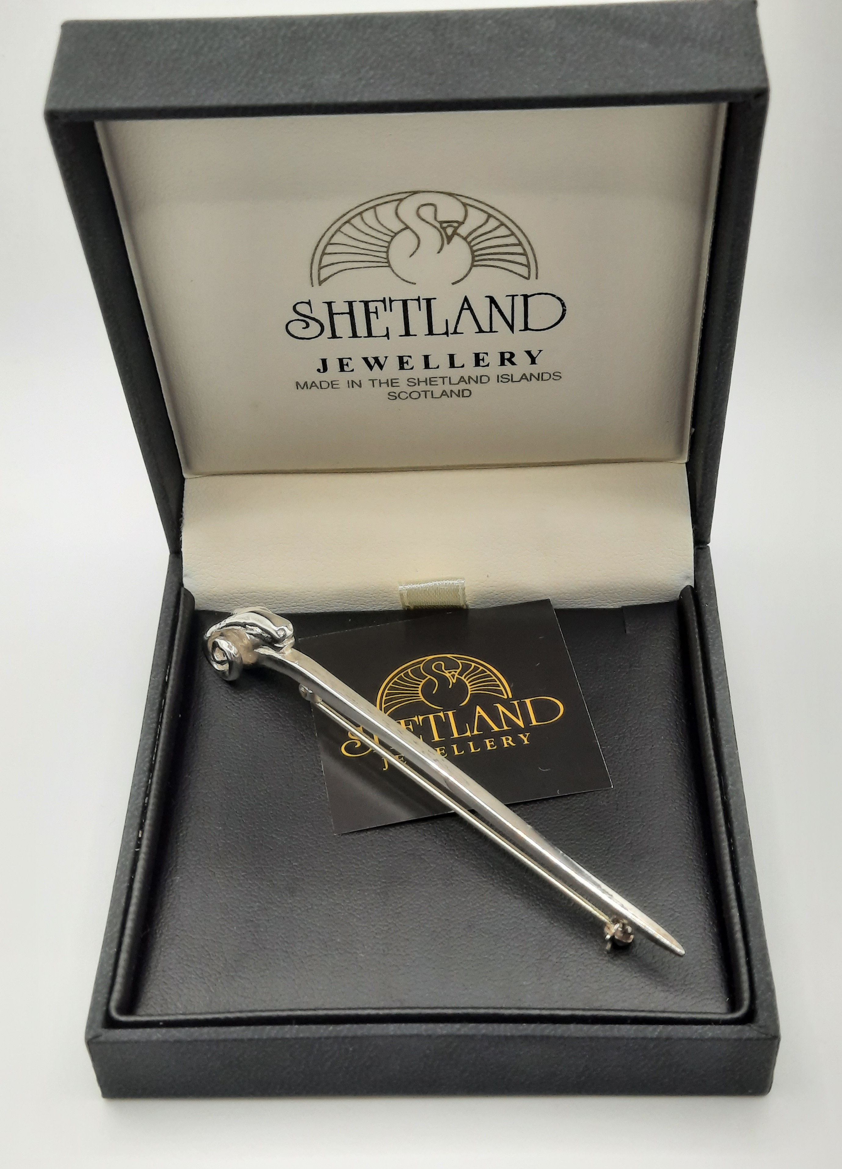 Shetland Silver Ram Head Kilt Pin in Sterling Silver in Original Box