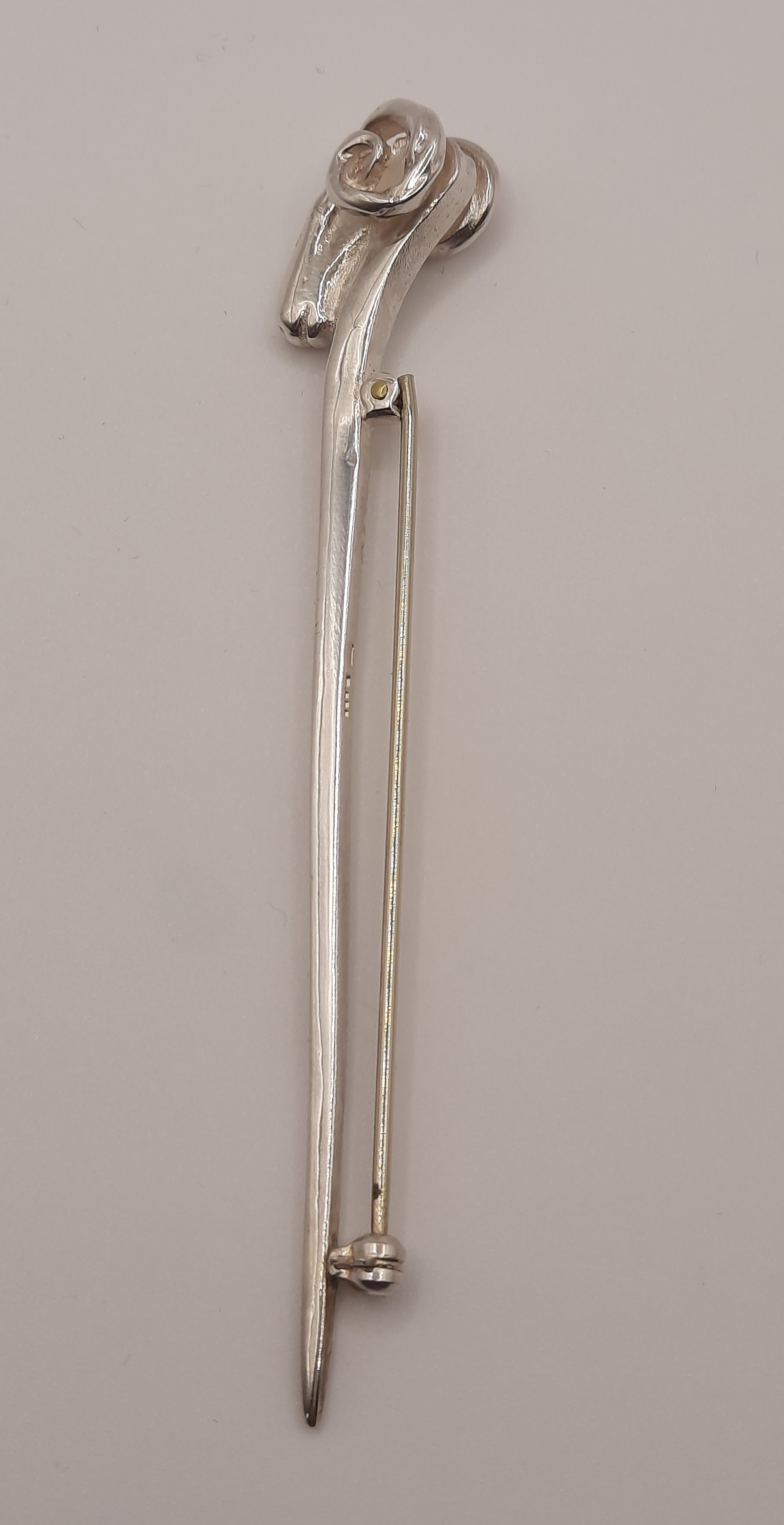 Shetland Silver Ram Head Kilt Pin in Sterling Silver in Original Box