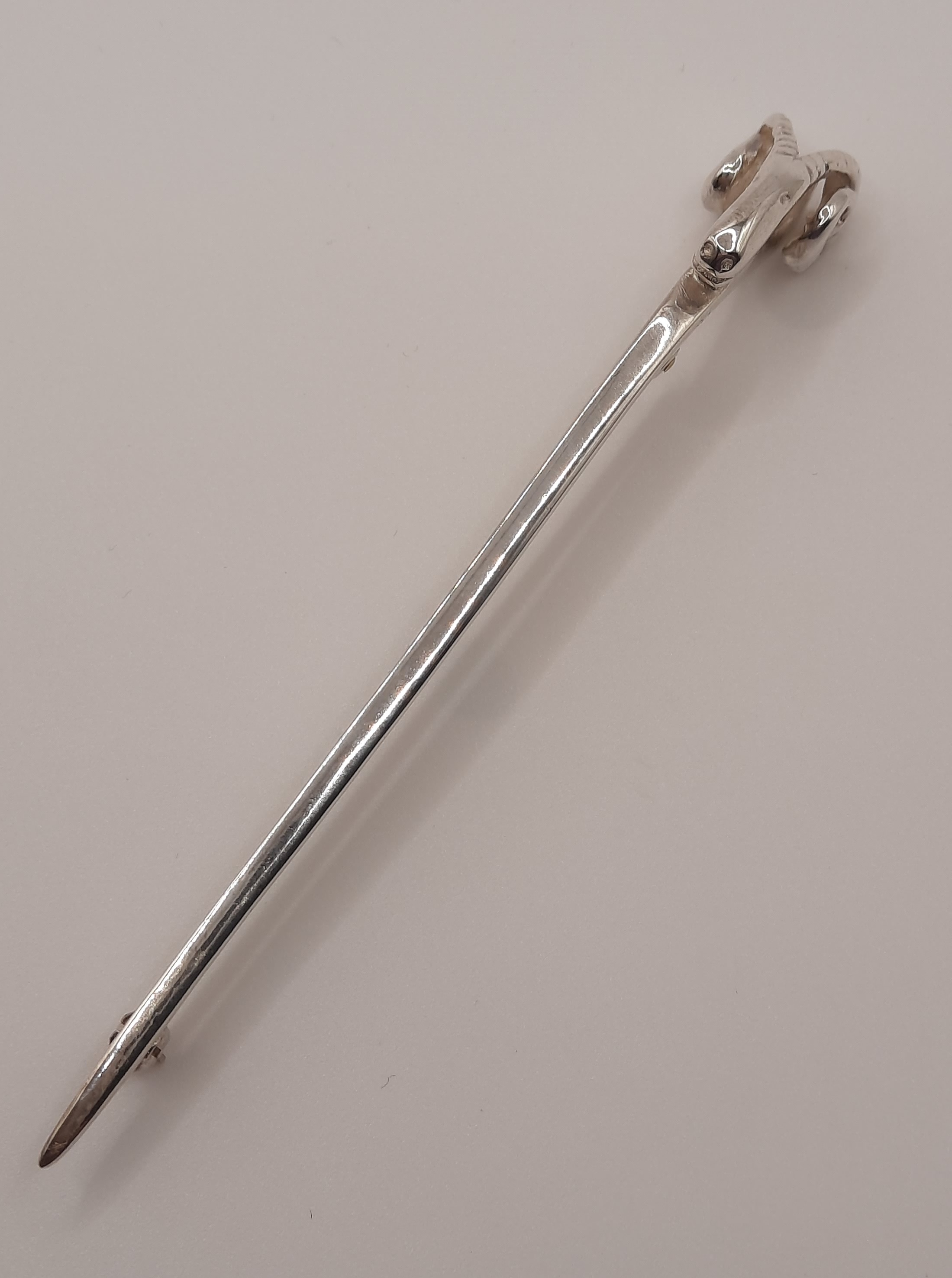 Shetland Silver Ram Head Kilt Pin in Sterling Silver in Original Box