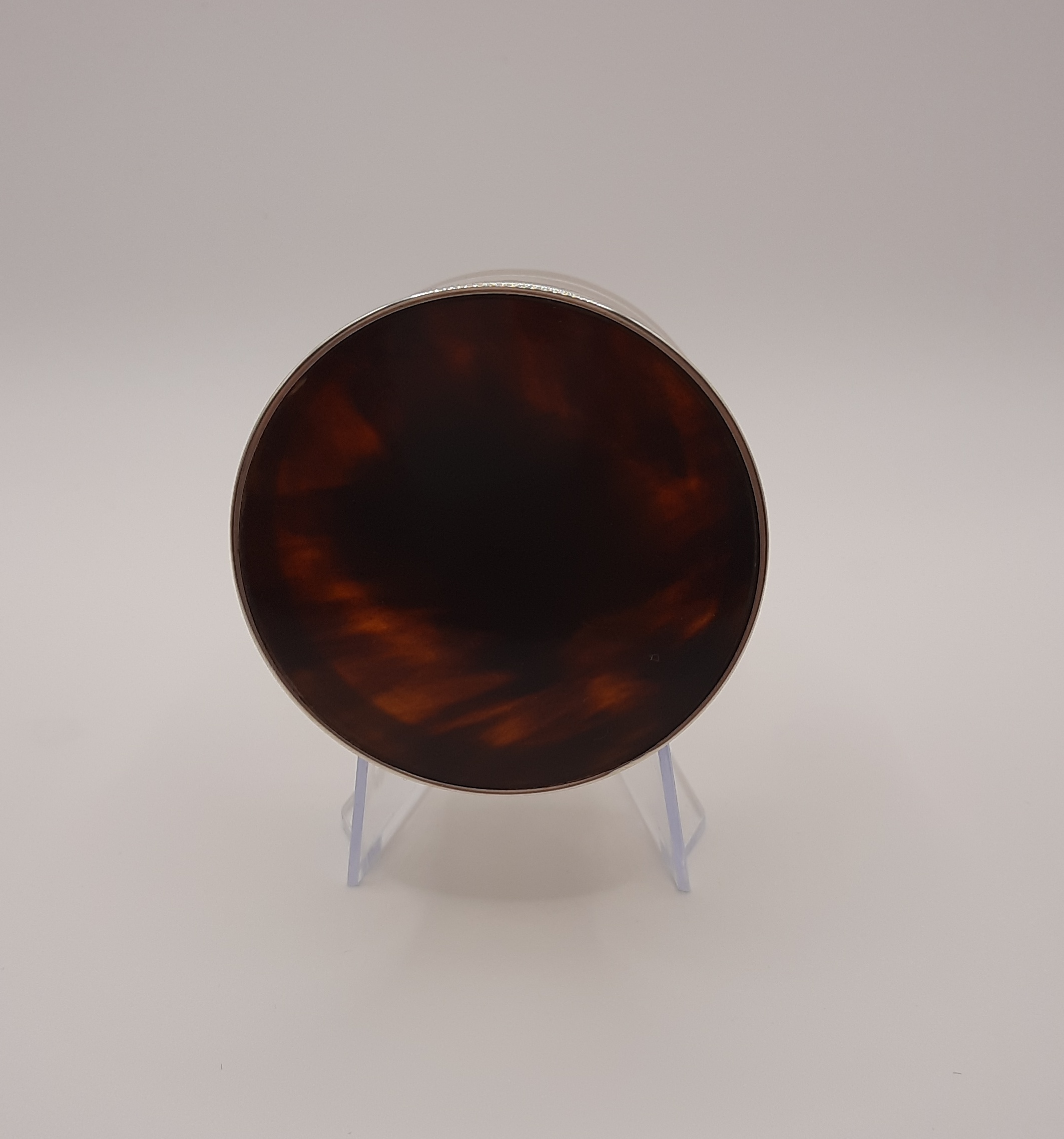 Antique Glass Rouge Jar with Sterling Silver and Shell Top