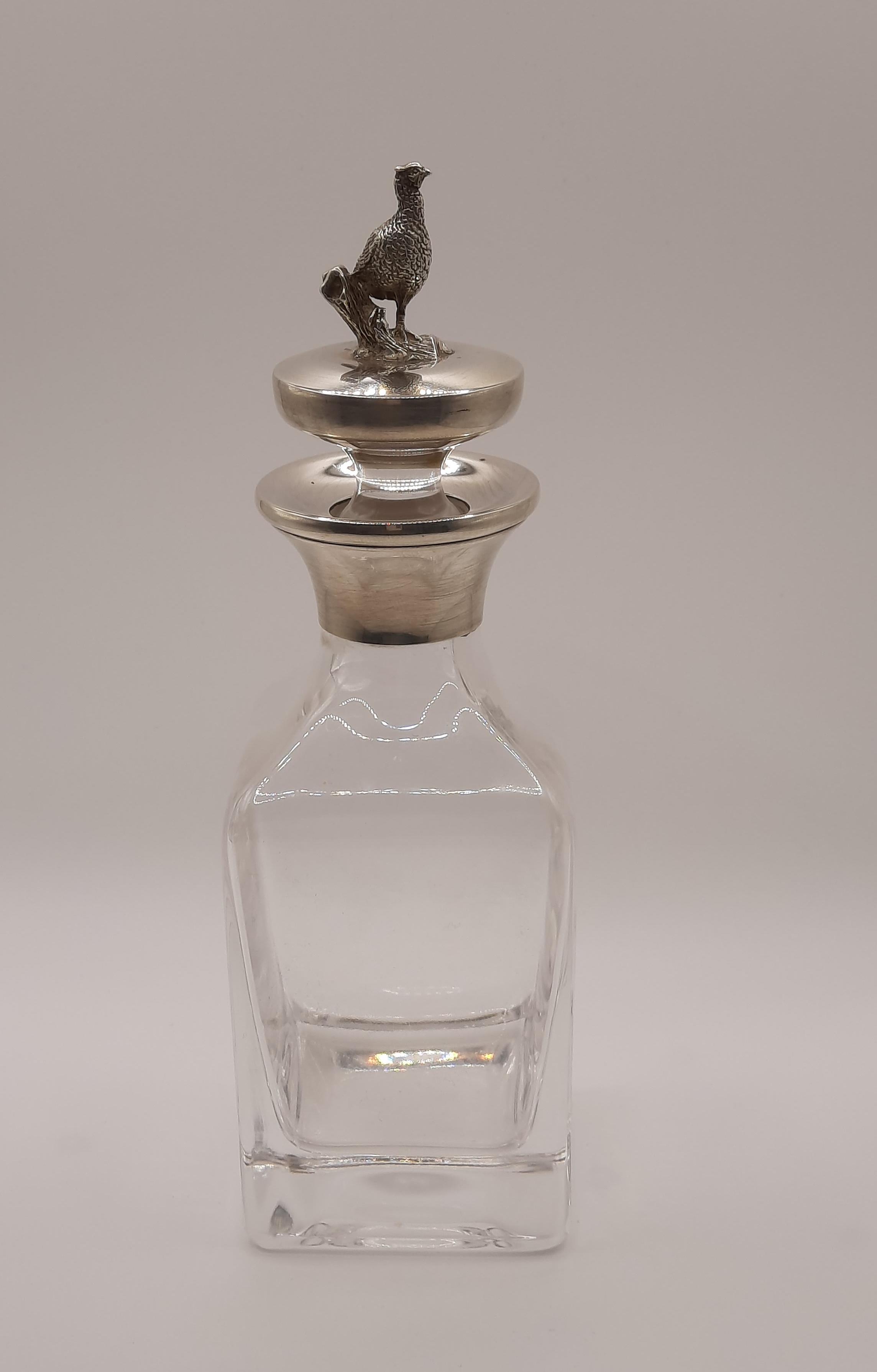 Whisky Decanter with Sterling Silver Top and Pheasant Finial