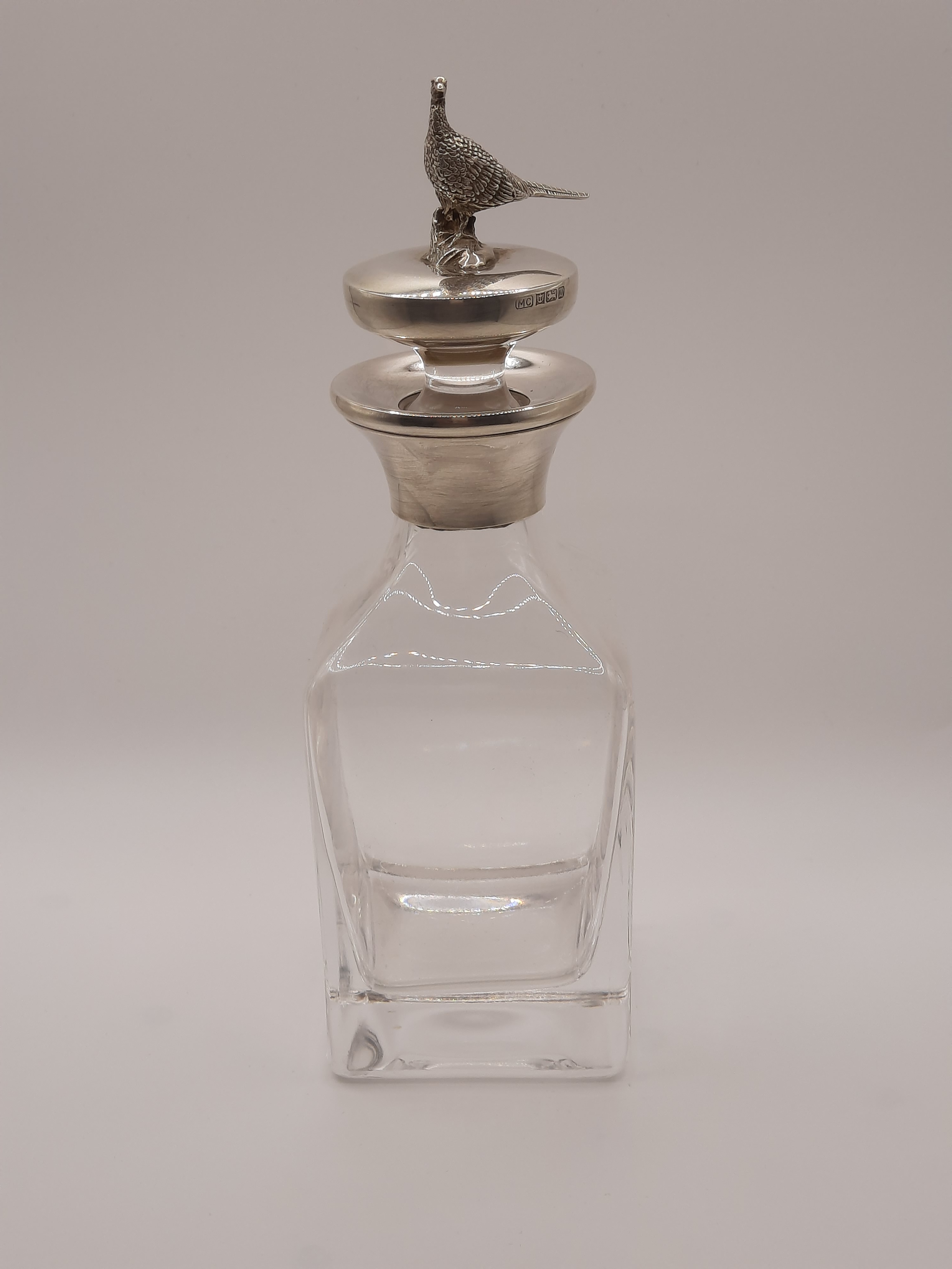 Whisky Decanter with Sterling Silver Top and Pheasant Finial