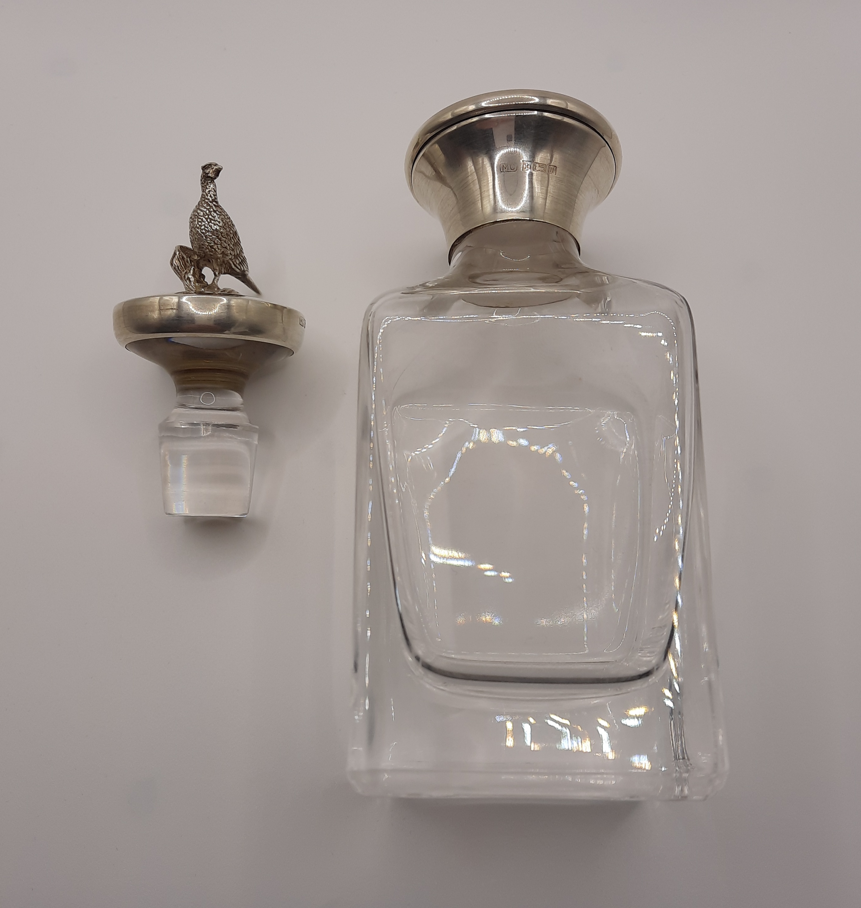 Whisky Decanter with Sterling Silver Top and Pheasant Finial