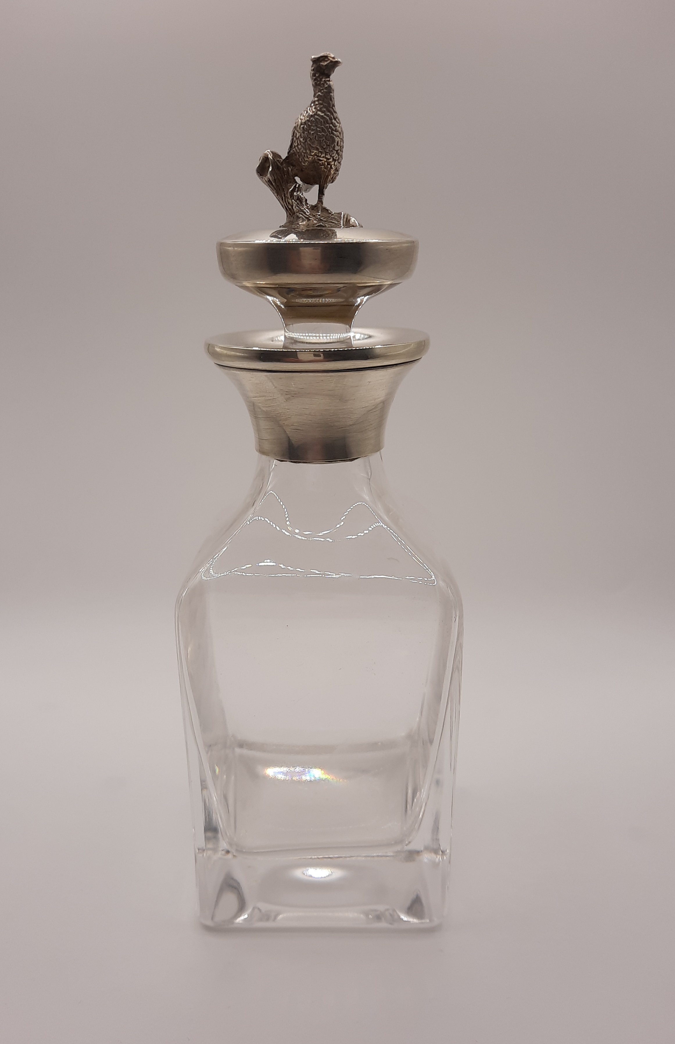 Whisky Decanter with Sterling Silver Top and Pheasant Finial