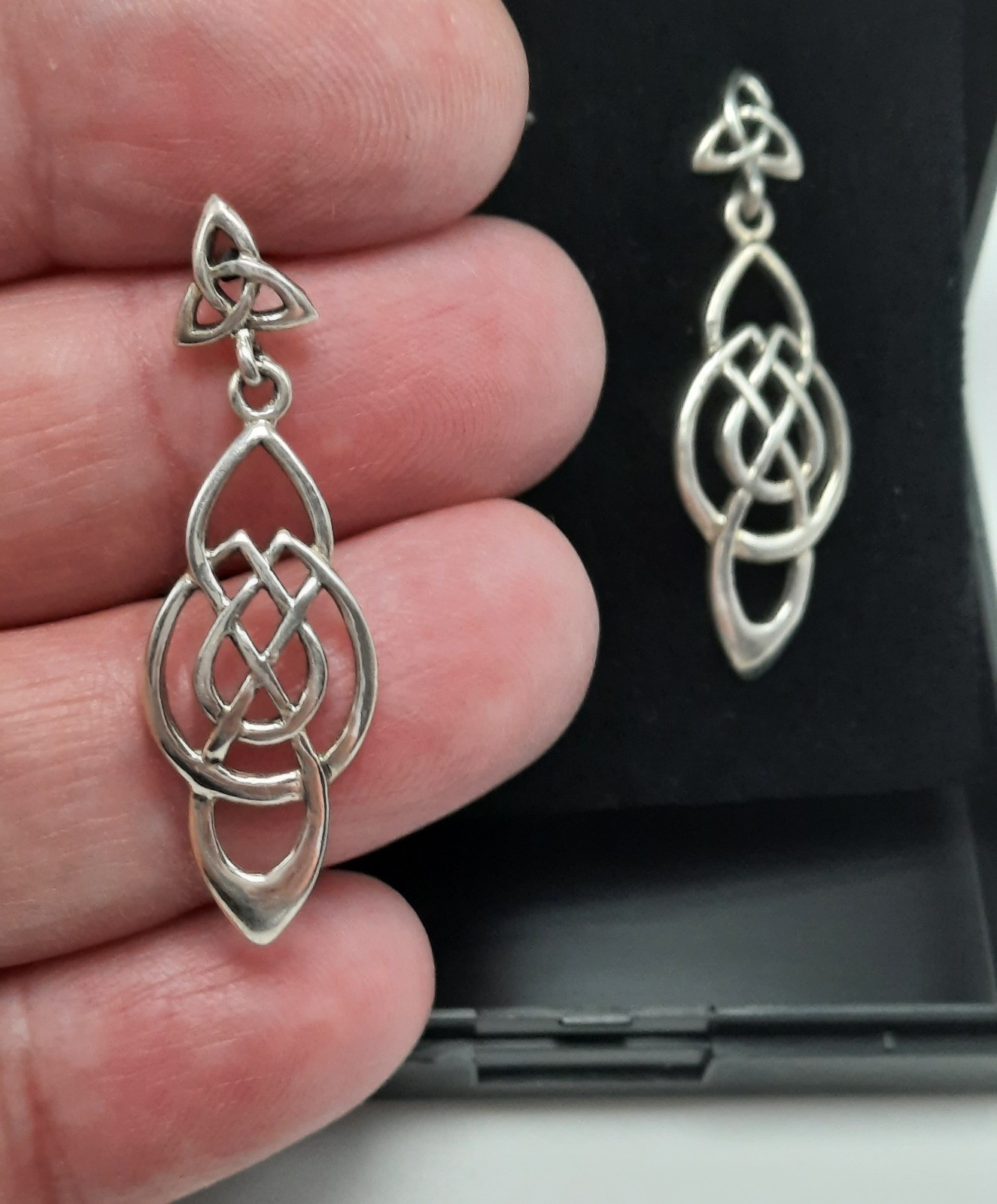 Sterling Silver Celtic Knot Drop Earrings