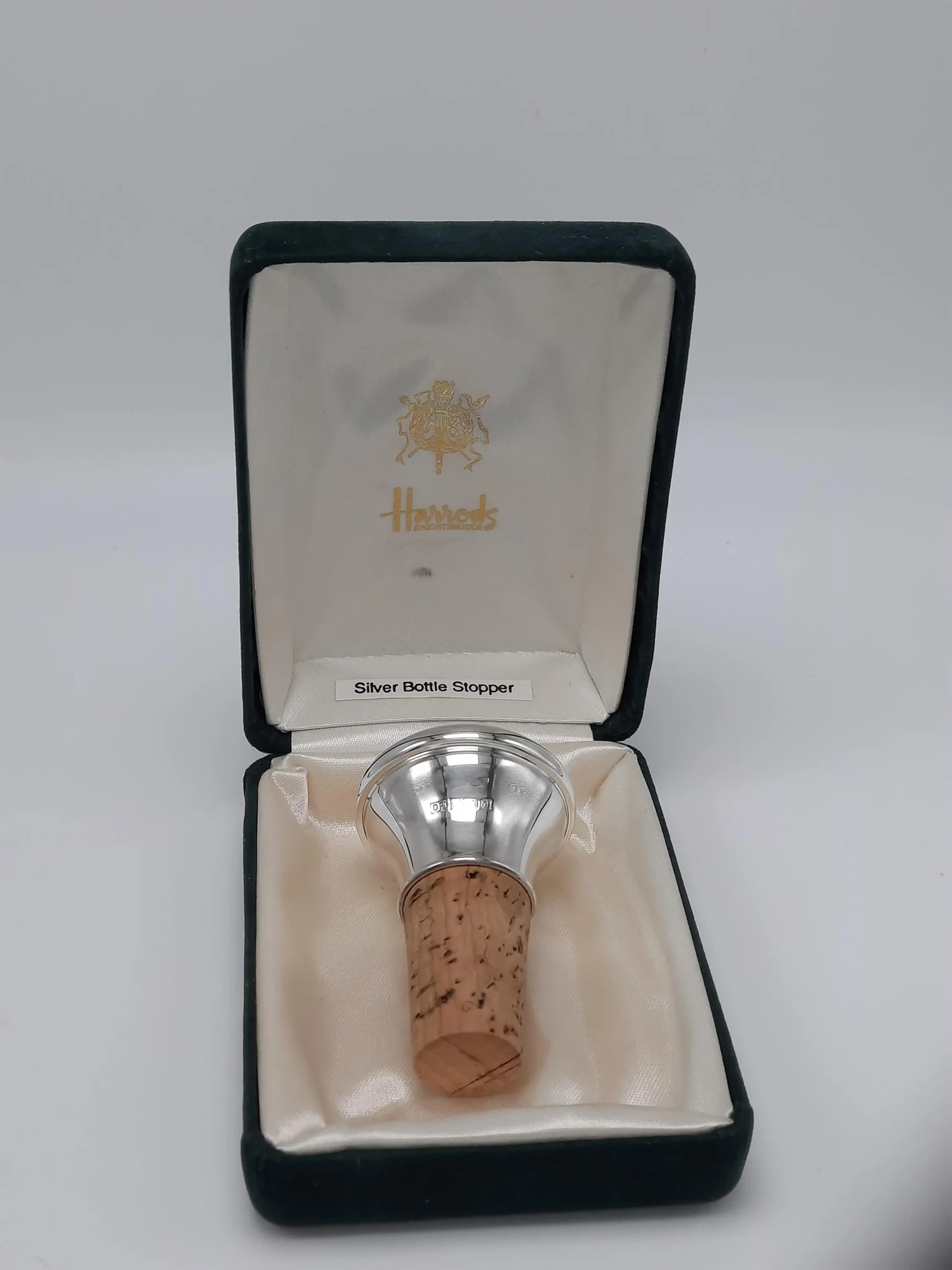 Sterling Silver Bottle Stop - made by Douglas Pell and retailed through Harrods - Hallmarked 1997