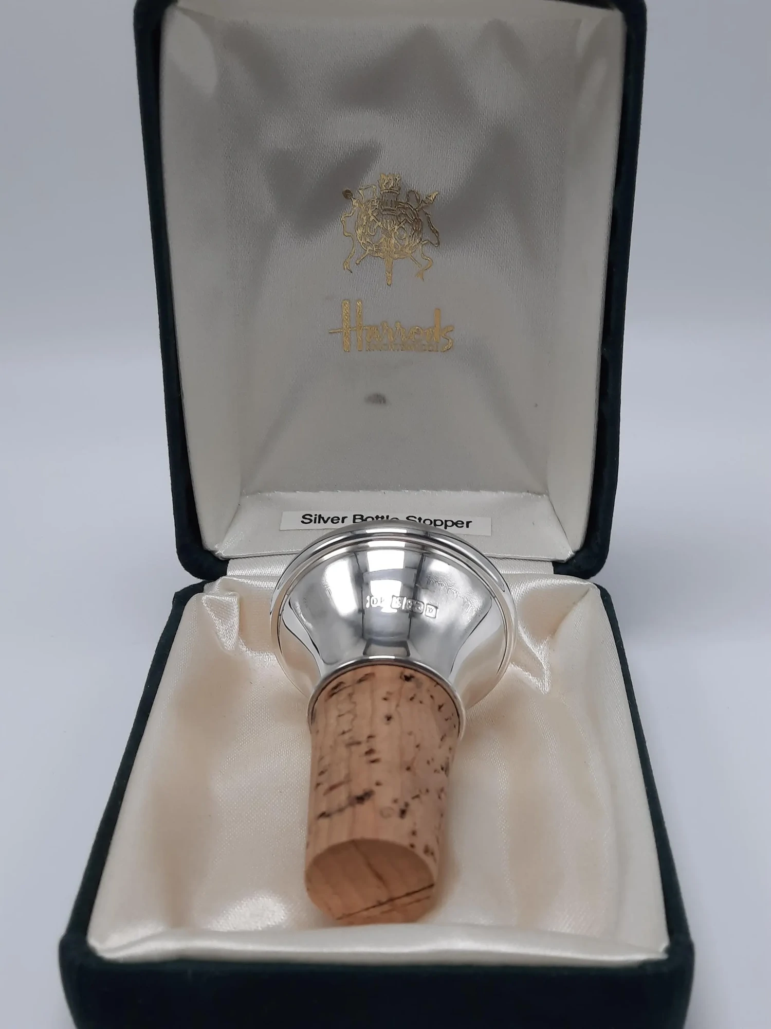 Sterling Silver Bottle Stop - made by Douglas Pell and retailed through Harrods - Hallmarked 1997