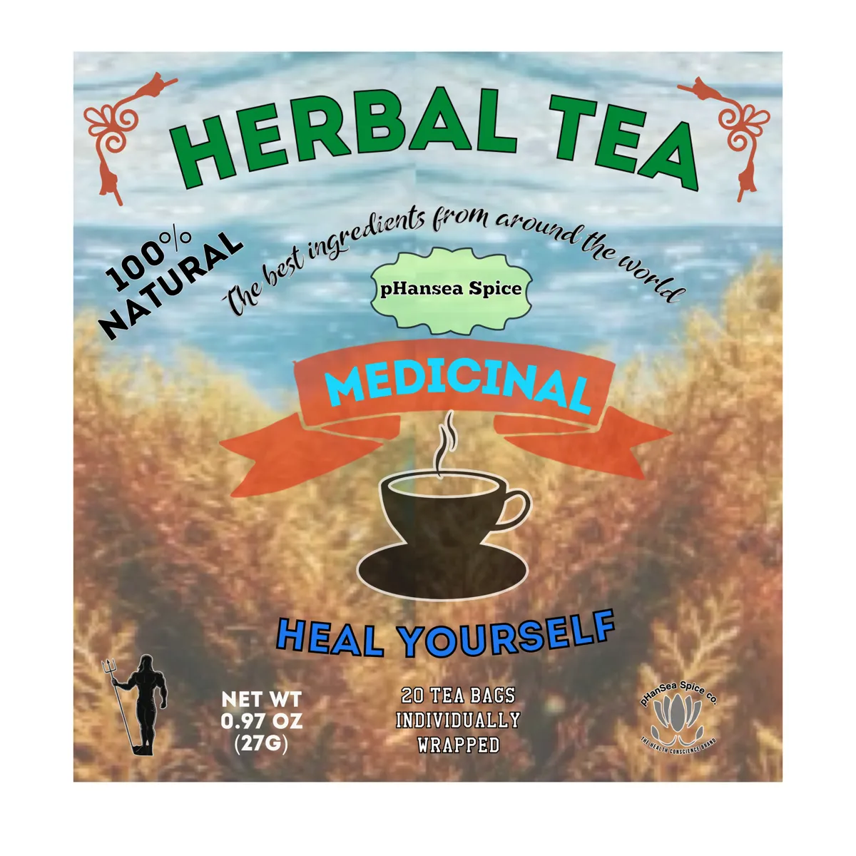 Dry herbal tea bags individually wrapped