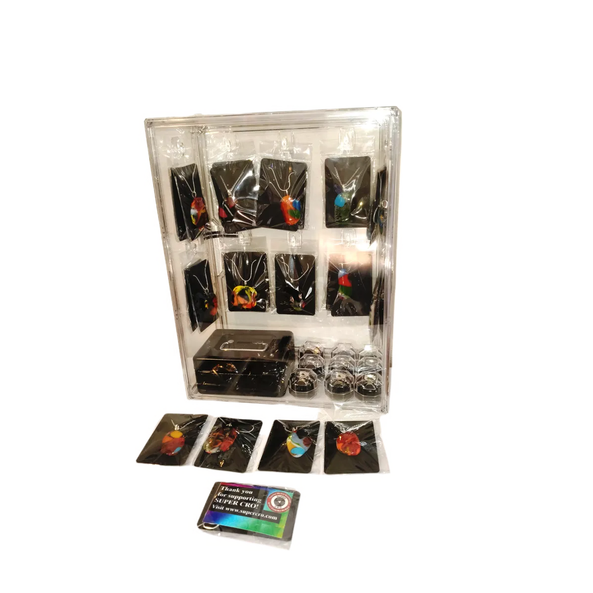 Warm Fused Glass Pendants Display Case