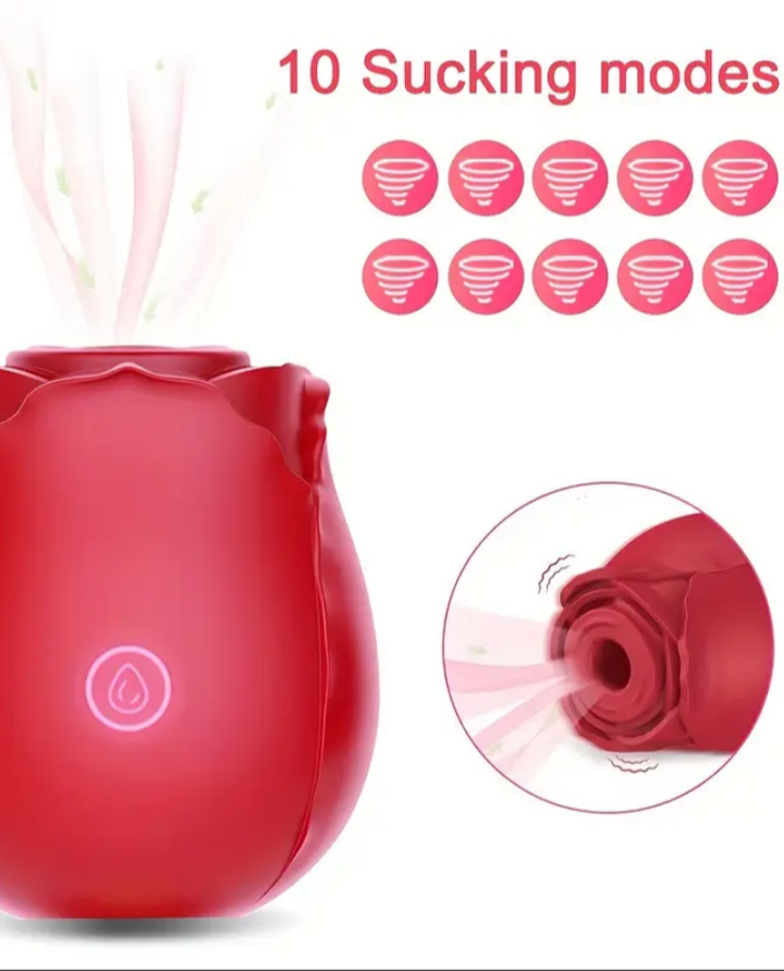 Sucking Rose Vibrator - Adult with 10 Sucking & Vibrator Modes for Women