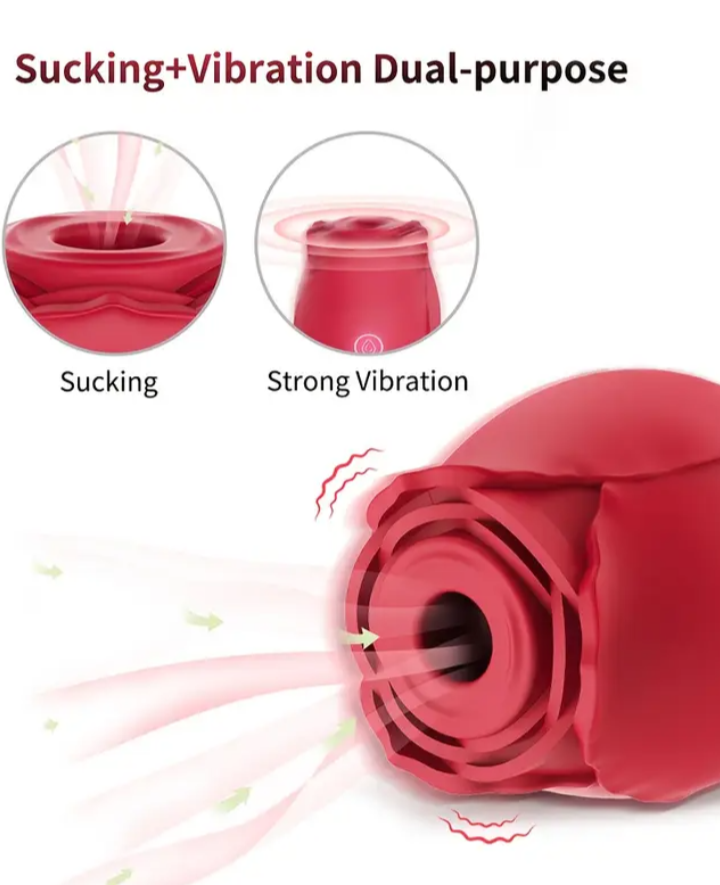 Sucking Rose Vibrator - Adult with 10 Sucking & Vibrator Modes for Women