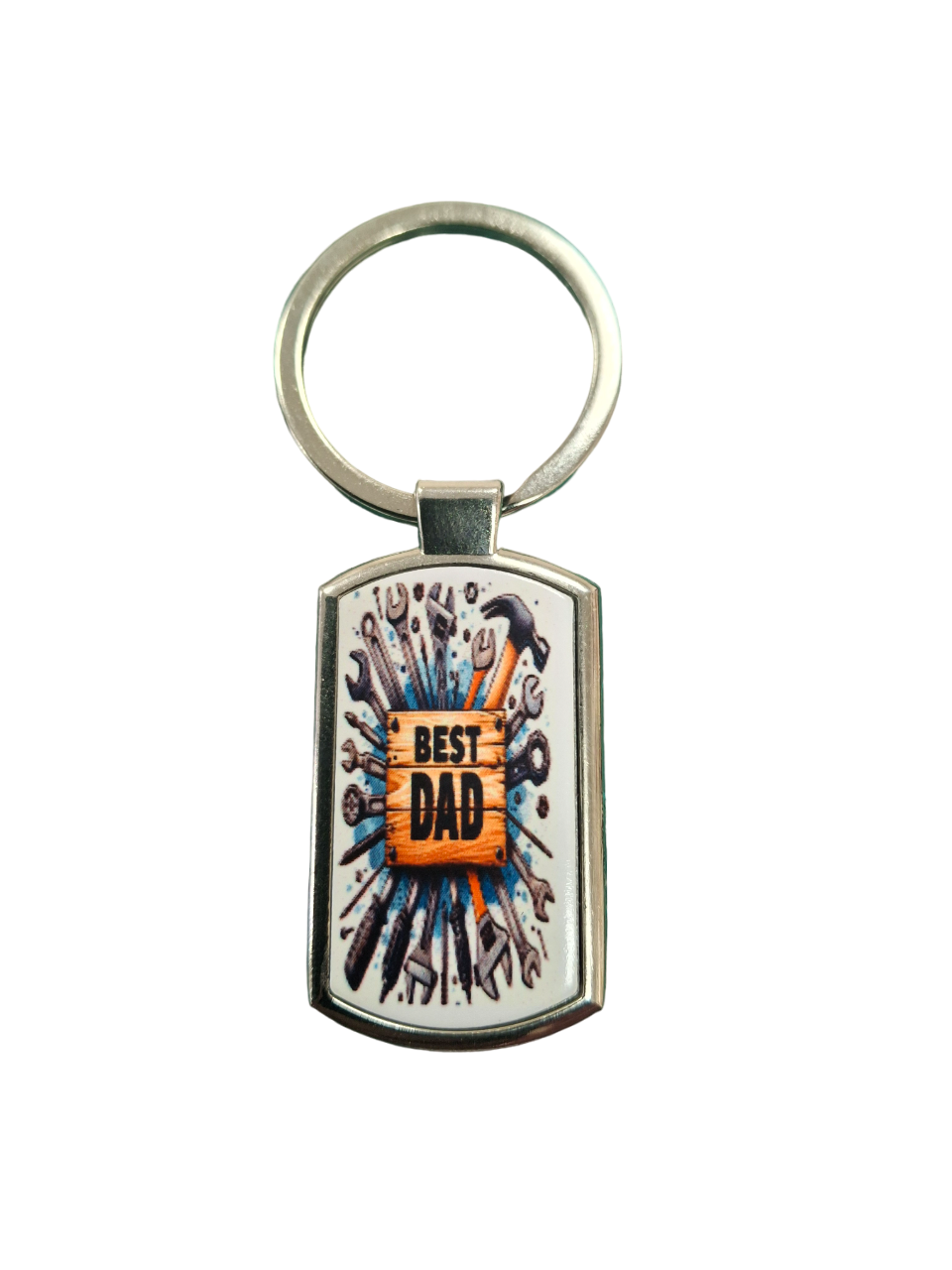 Chrome Metal Keyring Dad