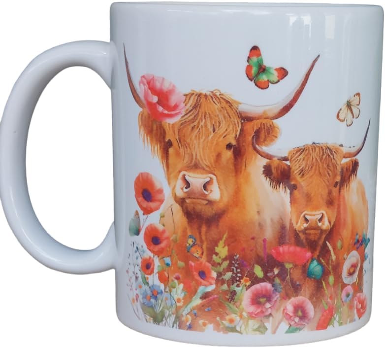 Custom Printed Highland Cattle 11oz Ceramic Coffee Mug/Tea Cup Mug100