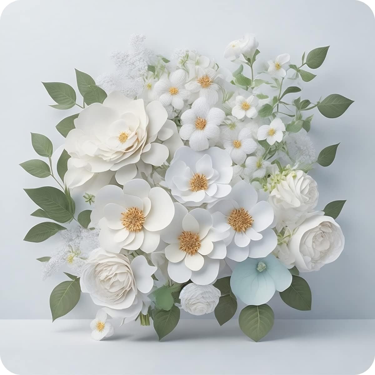Set of 6 White Flower Square MDF Coaster - Set-21