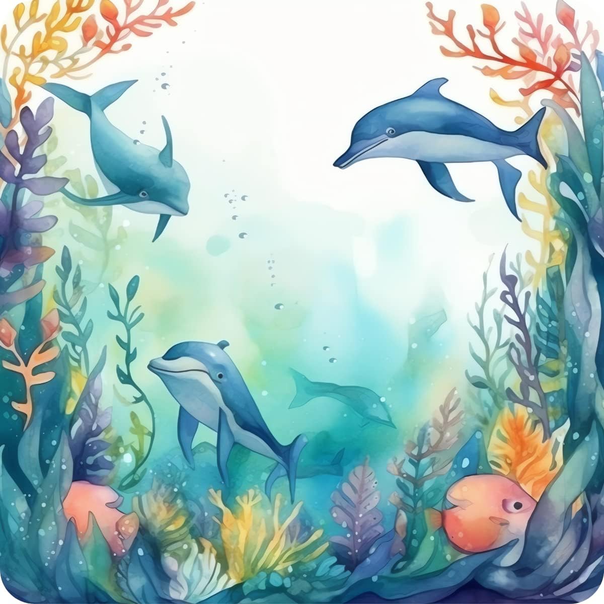 Set of 6 Ocean Square MDF Coaster - Set-19