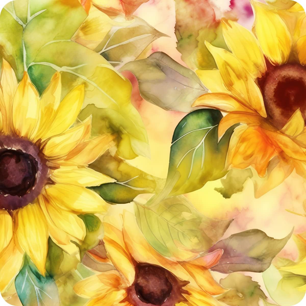 Set of 6 Sunflower Square MDF Coaster - Set-16