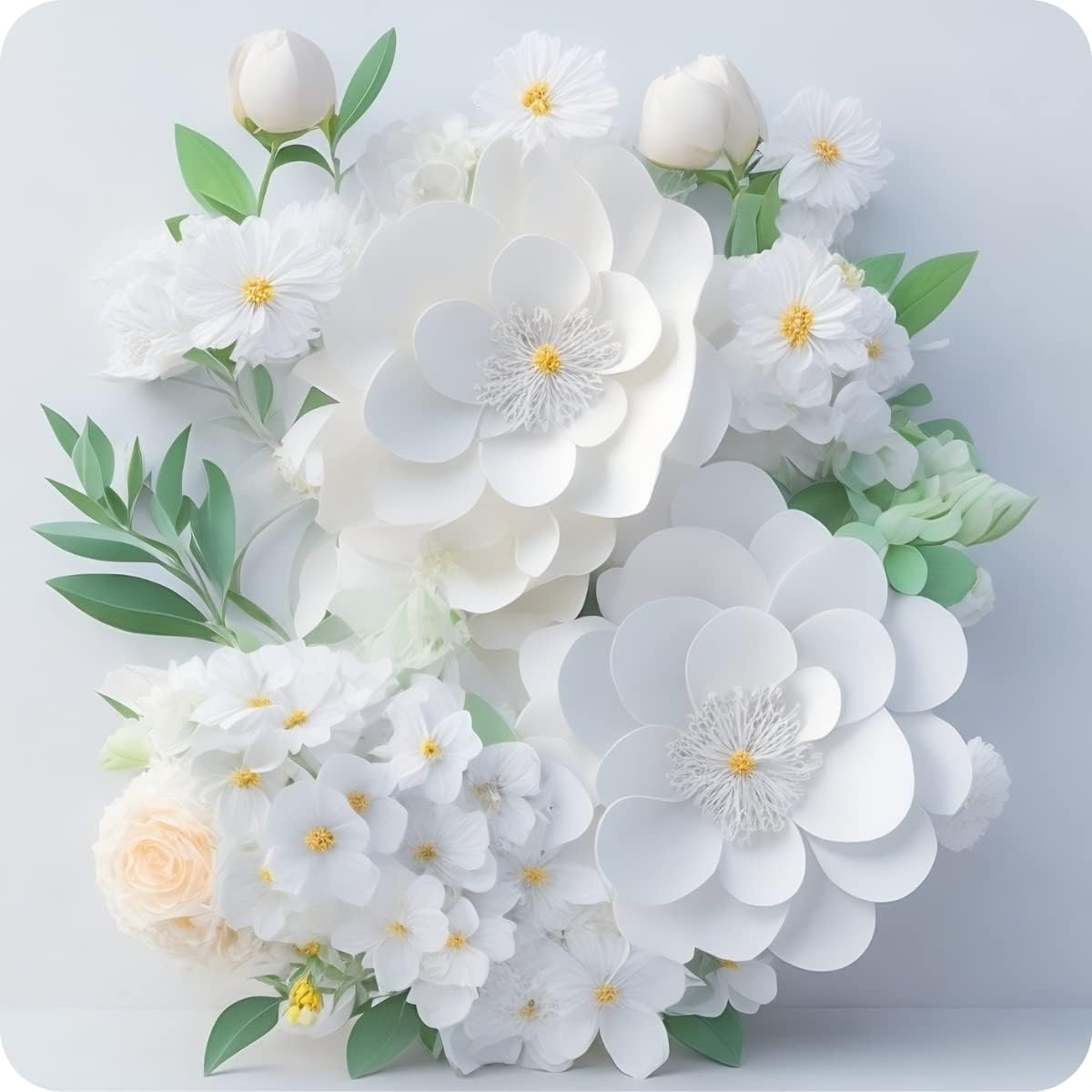 Set of 6 White Flower Square MDF Coaster - Set-21
