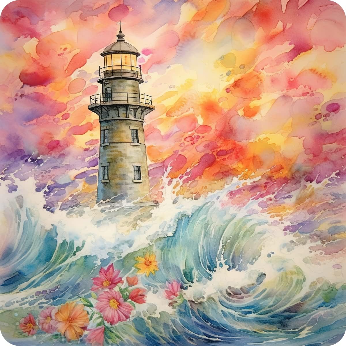 Set of 6 Lighthouse Square MDF Coaster - Set-17