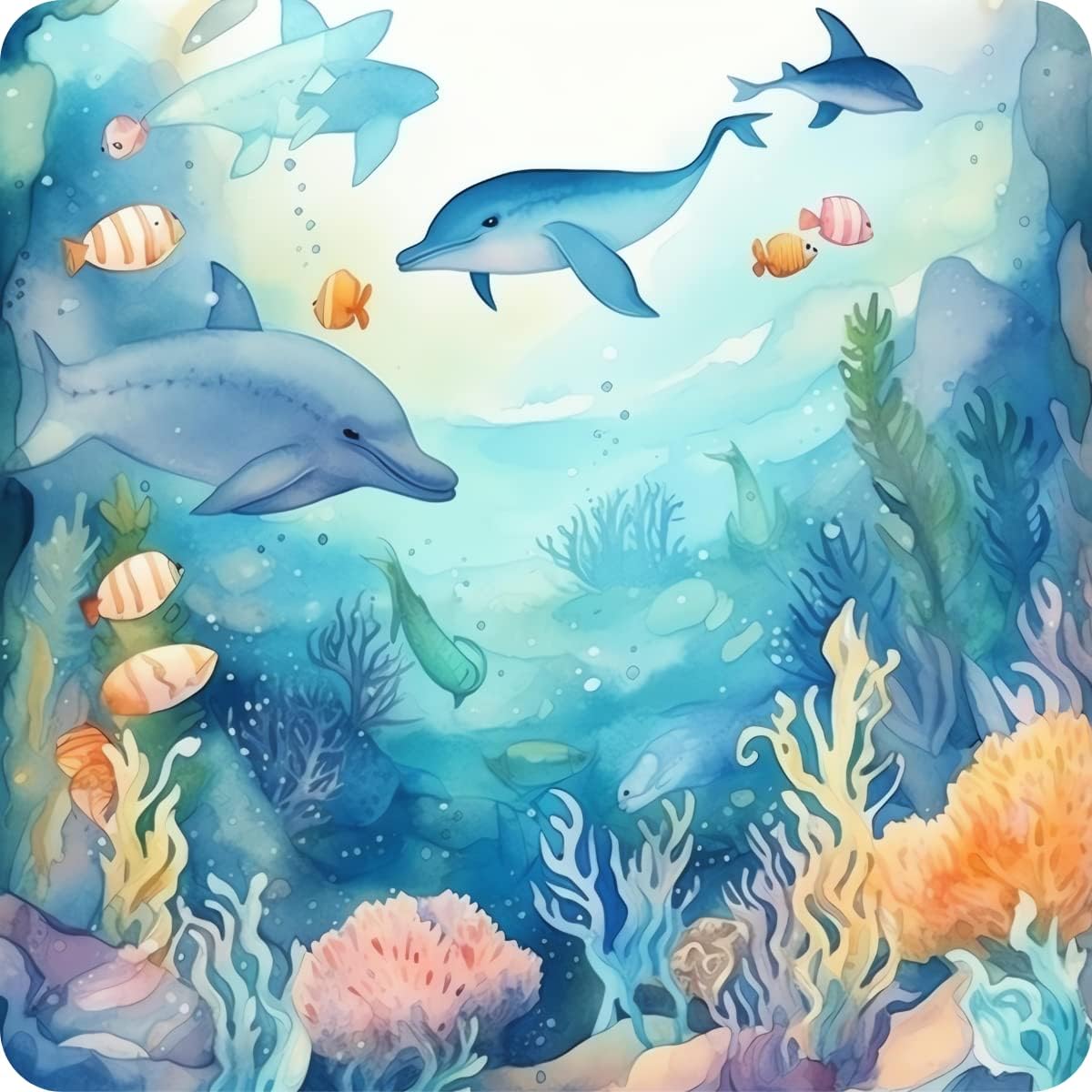Set of 6 Ocean Square MDF Coaster - Set-19