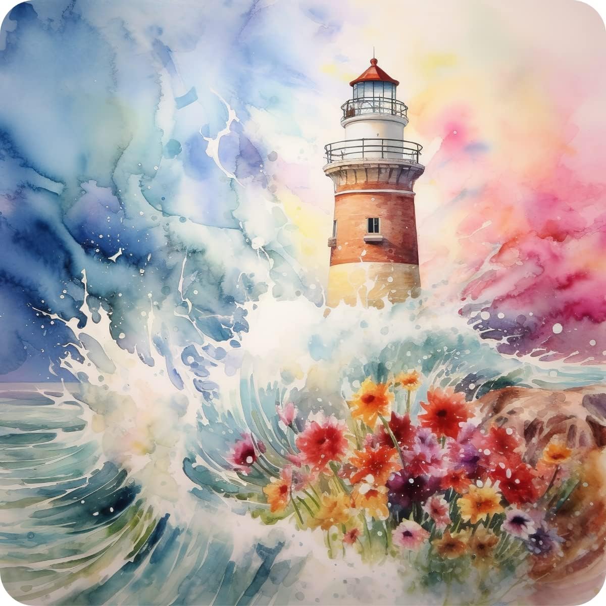 Set of 6 Lighthouse Square MDF Coaster - Set-17