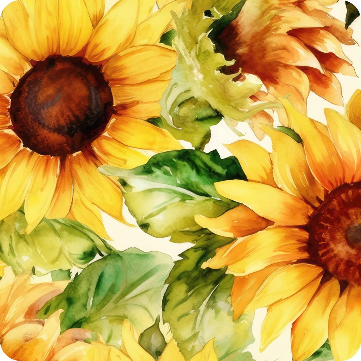 Set of 6 Sunflower Square MDF Coaster - Set-16