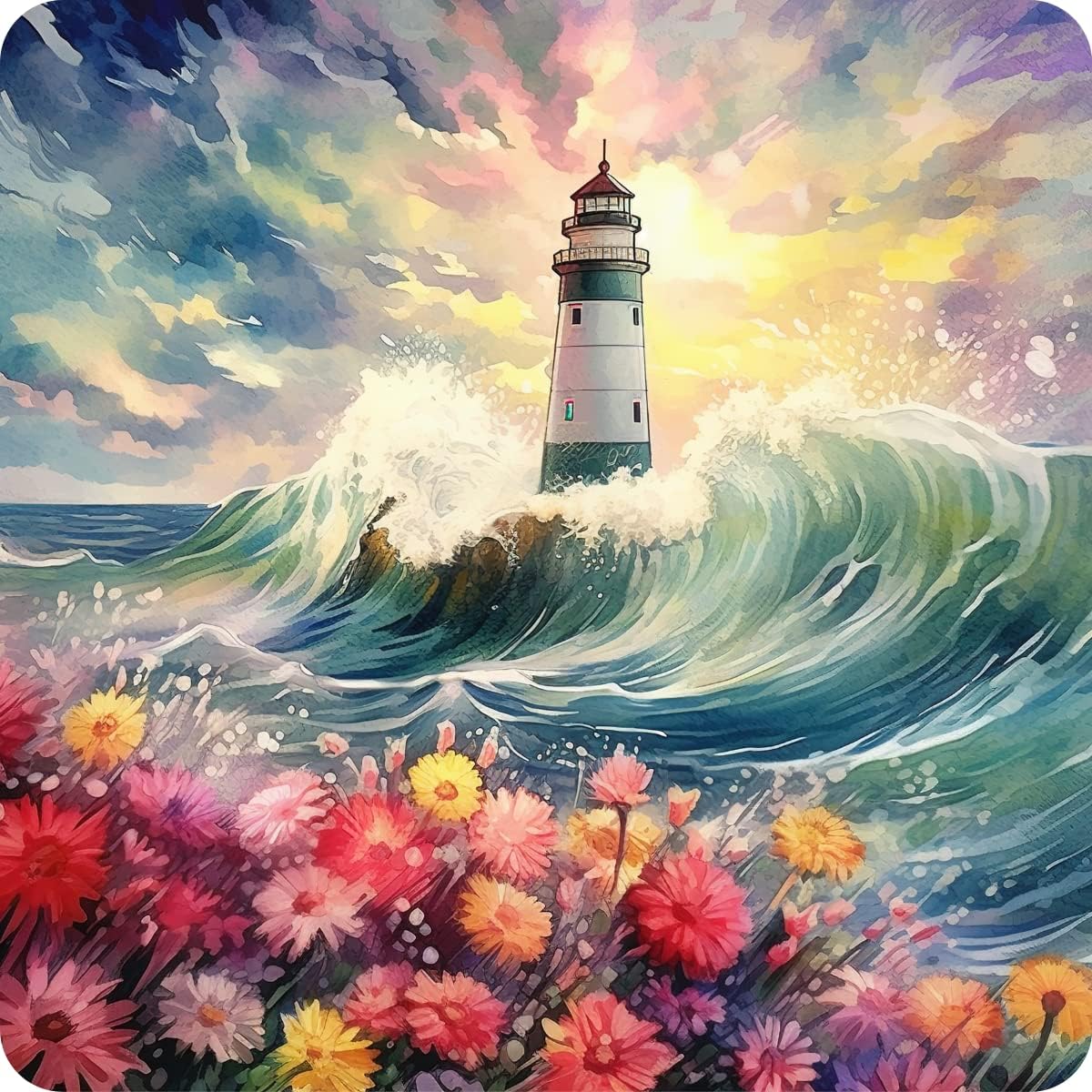 Set of 6 Lighthouse Square MDF Coaster - Set-17