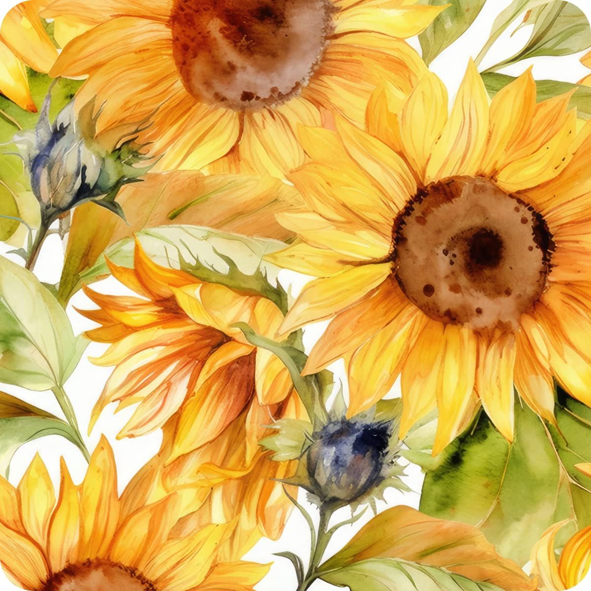 Set of 6 Sunflower Square MDF Coaster - Set-16