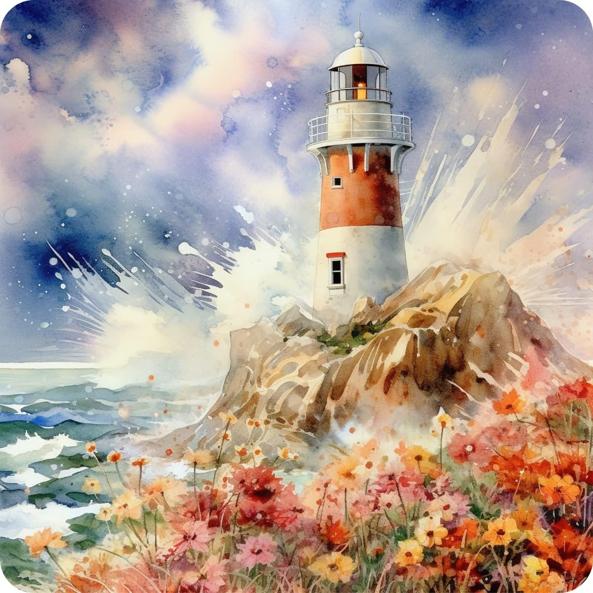 Set of 6 Lighthouse Square MDF Coaster - Set-17