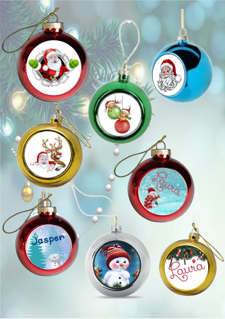 Custom Printed Christmas Bauble Available In 5 Colours