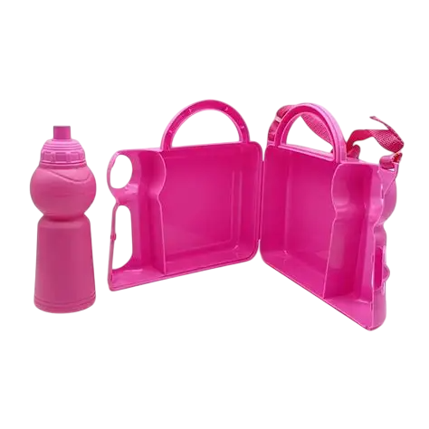 Lunchbox - Plastic - Water Bottle and Handle - Rainbow Unicorn