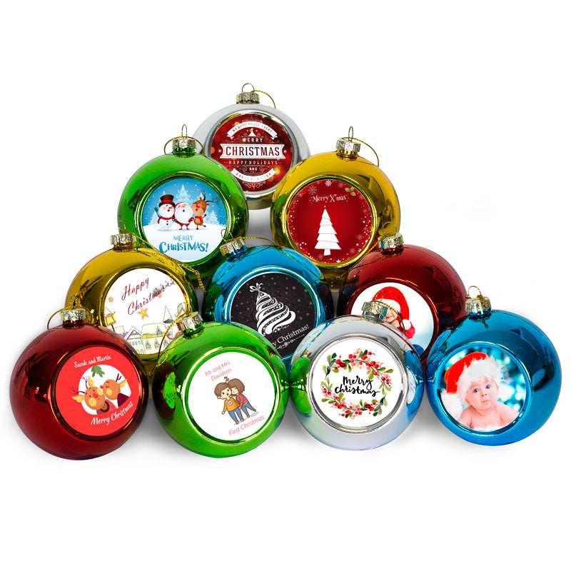 Custom Printed Christmas Bauble Available In 5 Colours