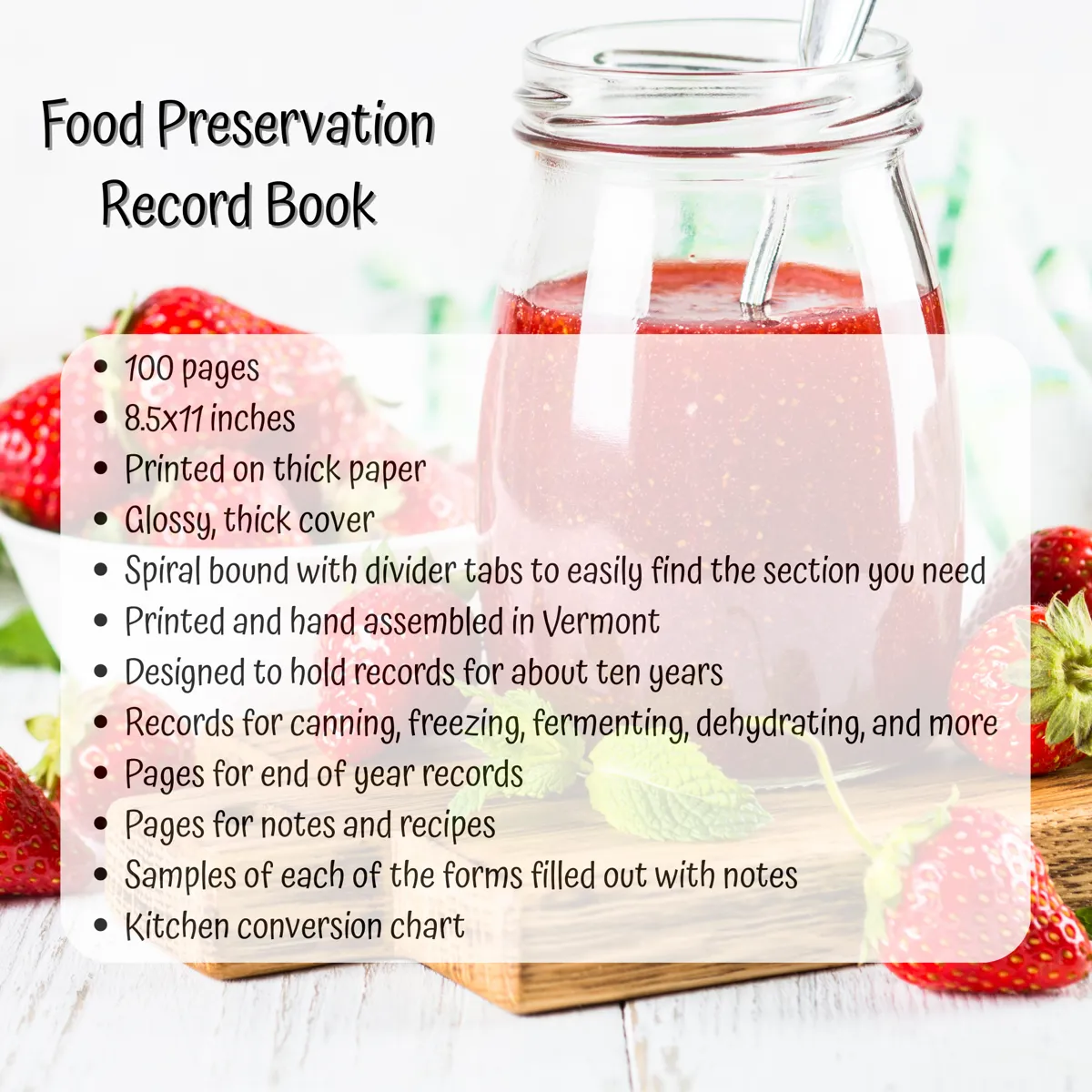 Food Preservation Record Book