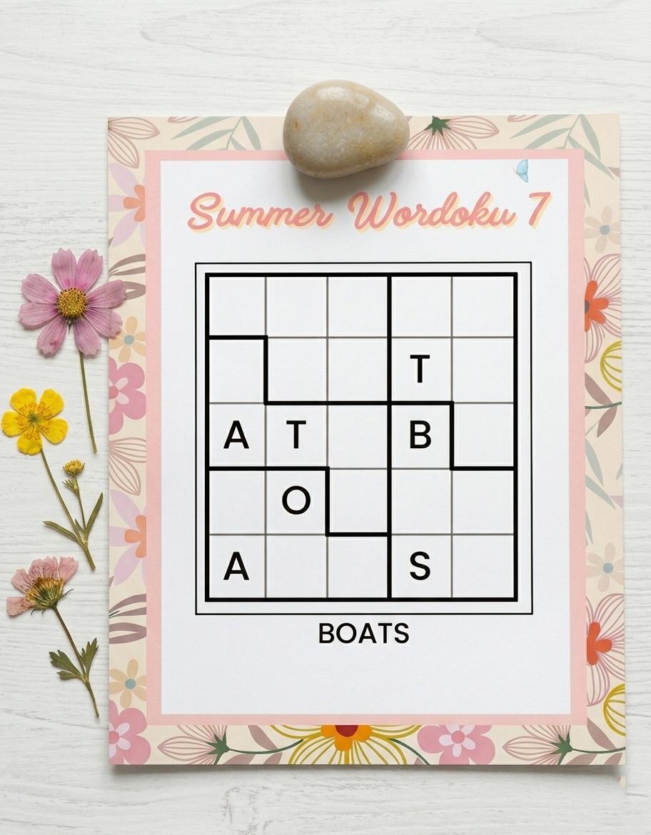 Printable Summer Wordoku Puzzles | Floral Homeschool Activity | Word Sudoku | 10 pages with answers
