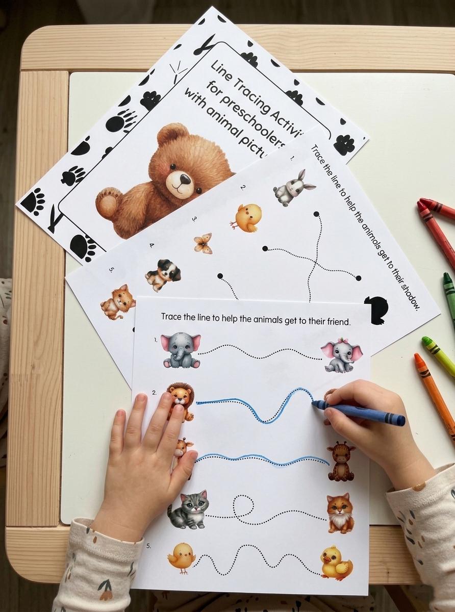 Preschool Line Tracing Activity with Animals | 20 Printable Pages