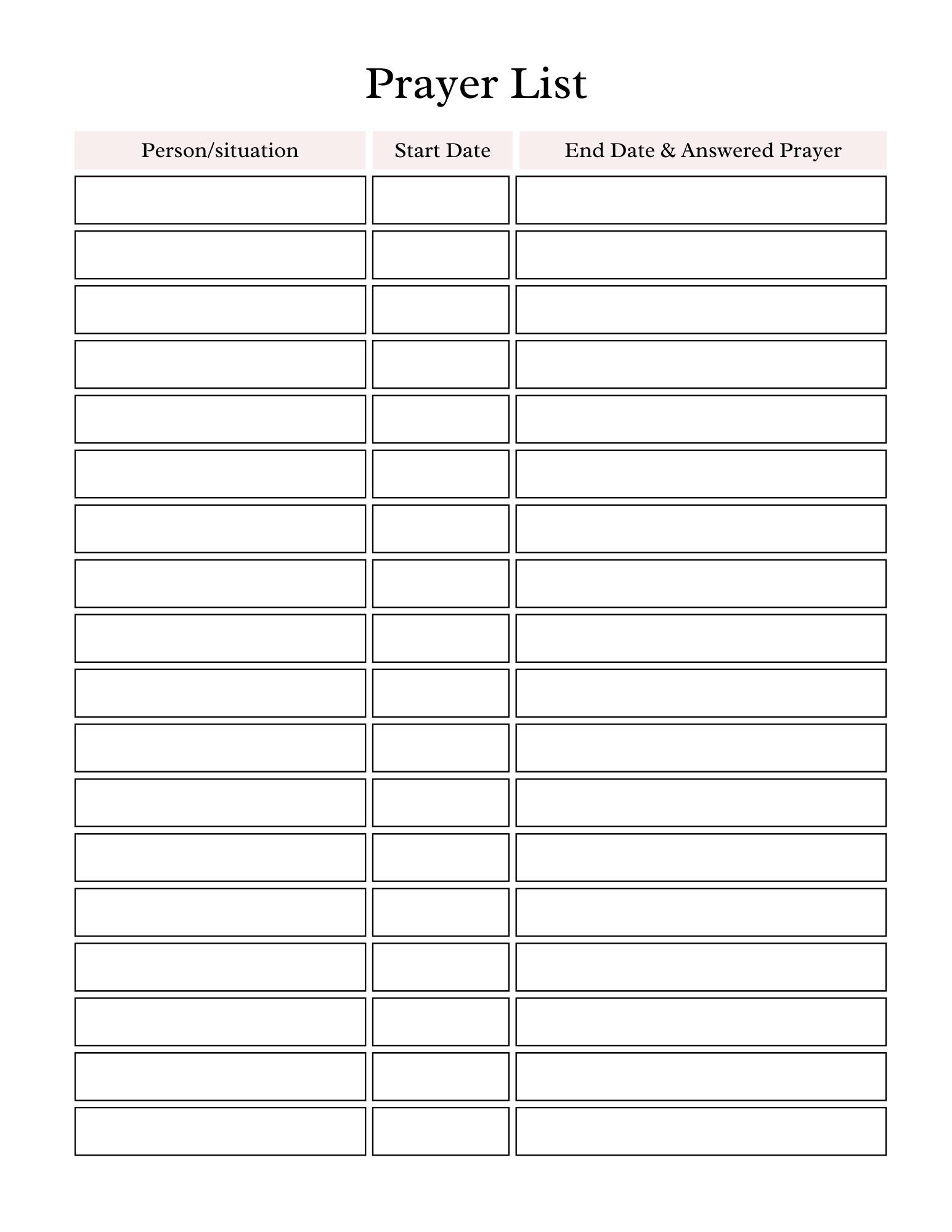 Prayer Journal: minimalistic design, printable, for daily prayer time and prayer requests