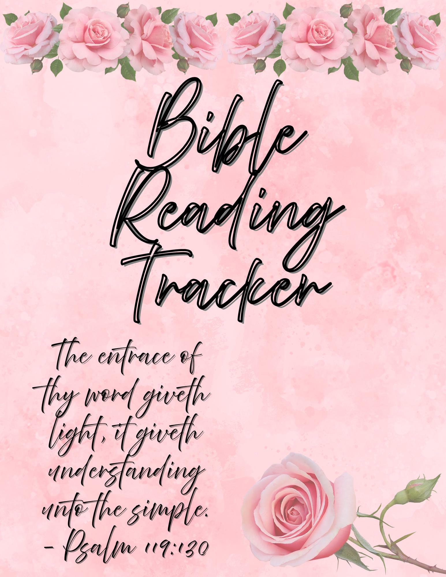 Printable Bible Reading Tracker Log | Pink roses chapter by chapter checklist for reading the Bible