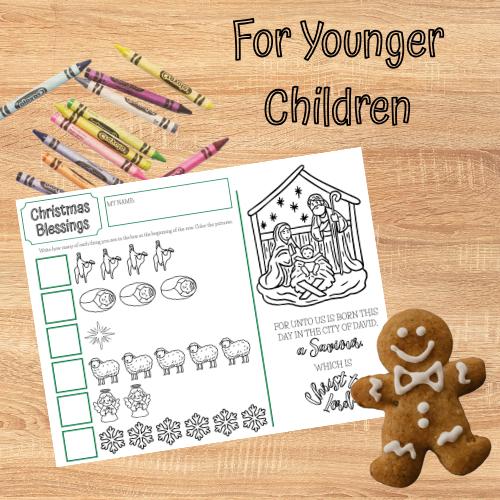 Christmas Activity Placemat - activities for children and adults featuring Christmas hymns and color