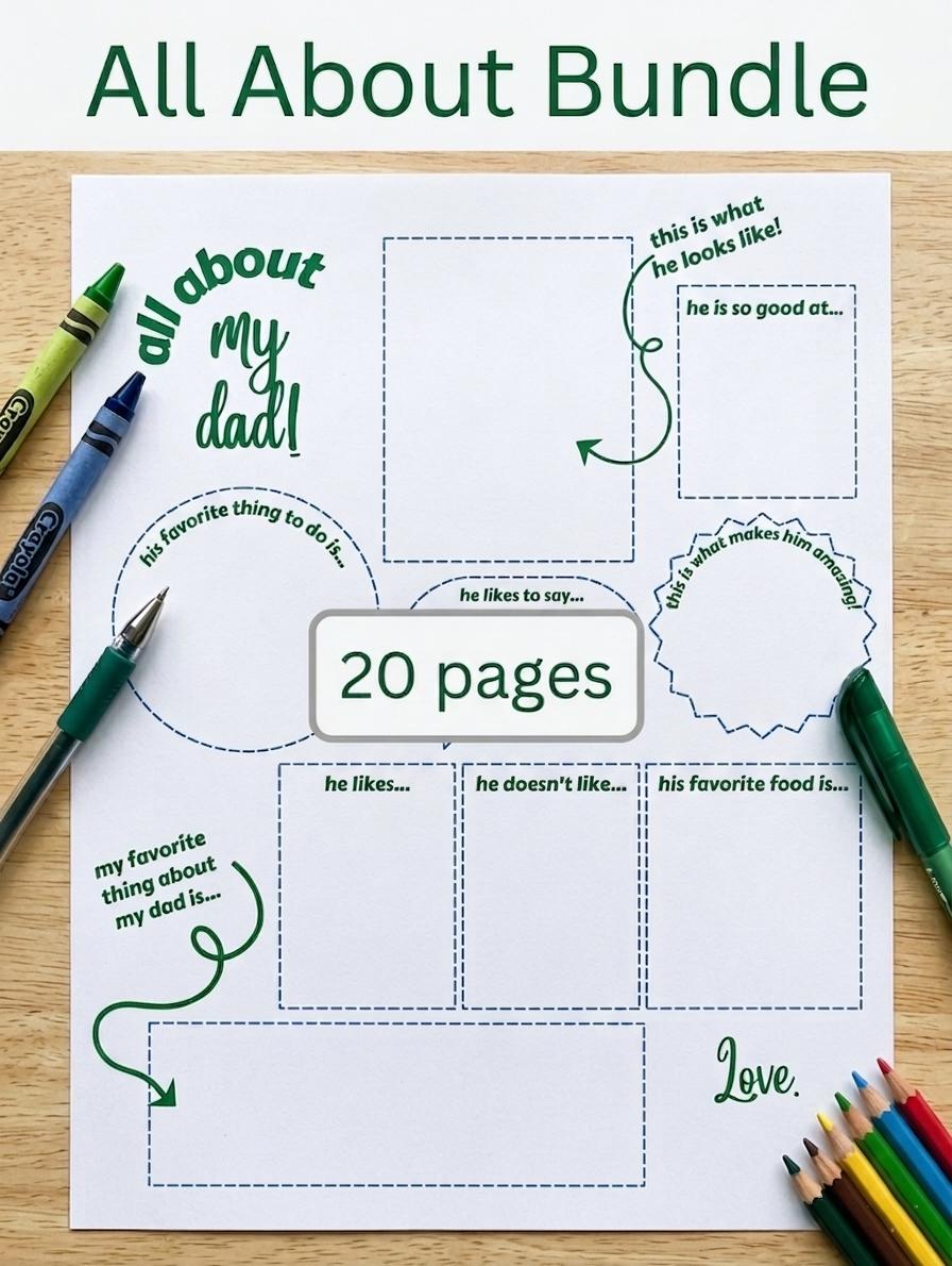 All About Bundle: Printable "All About" Mom, Dad, Grandma, Grandpa Activities | Perfect for Mother's