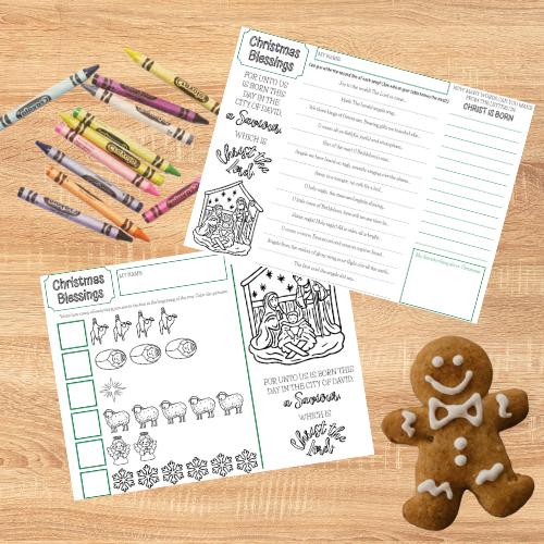 Christmas Activity Placemat - activities for children and adults featuring Christmas hymns and color