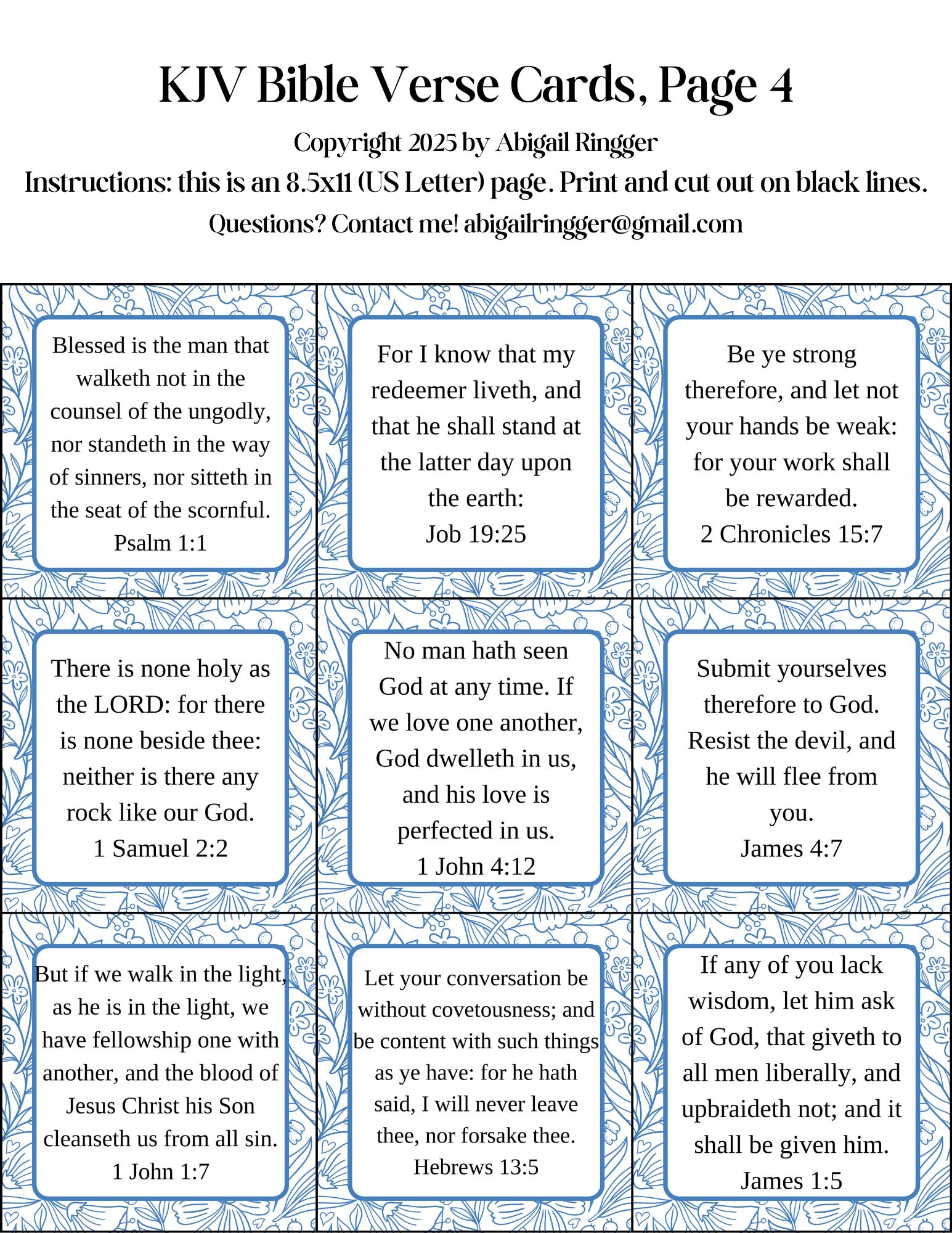 Printable Bible Verse Cards - 54 KJV Scriptures to post around your home and hide in your heart! Wat